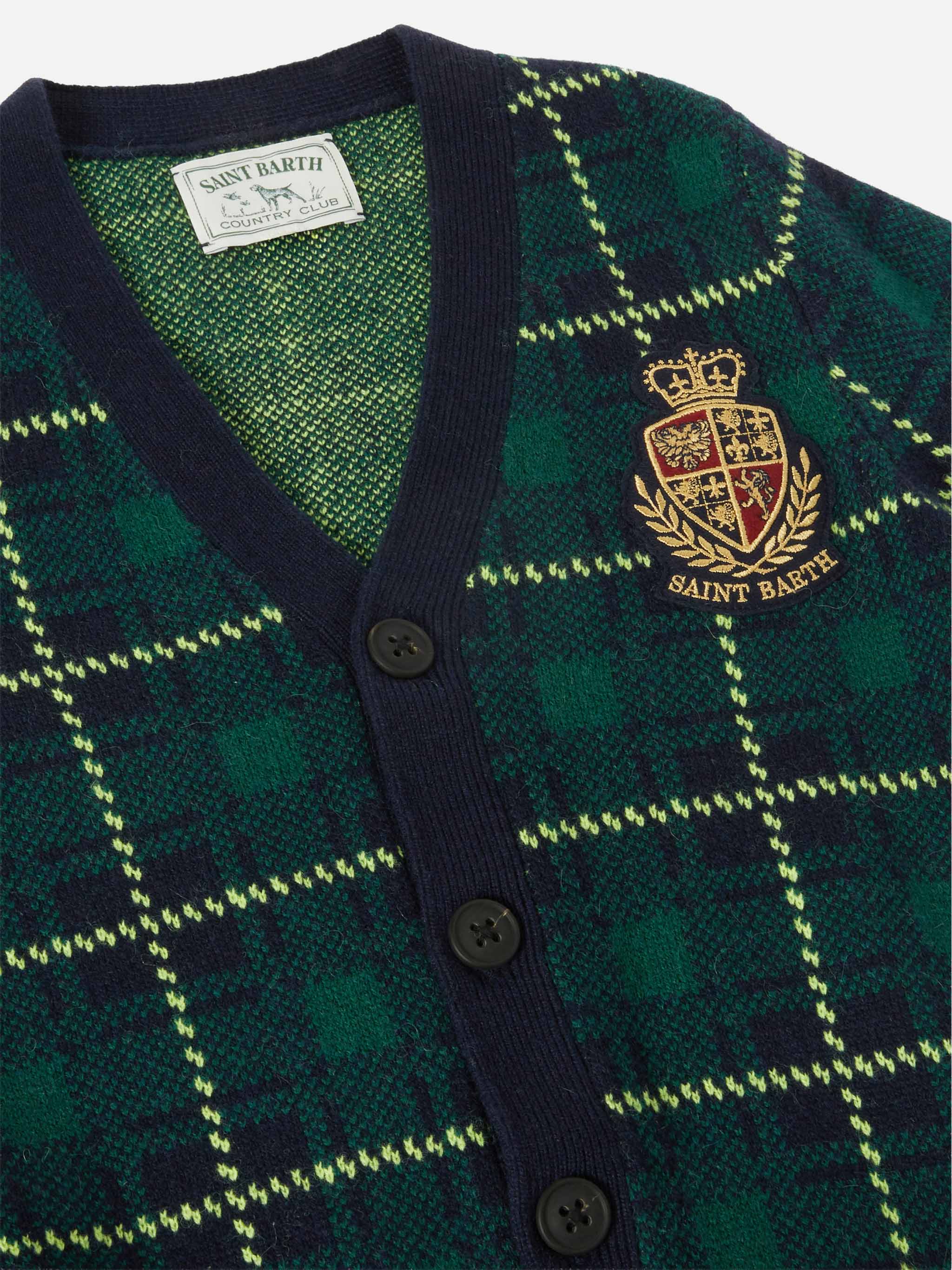Boy cardigan with tartan jacquard - Image 2