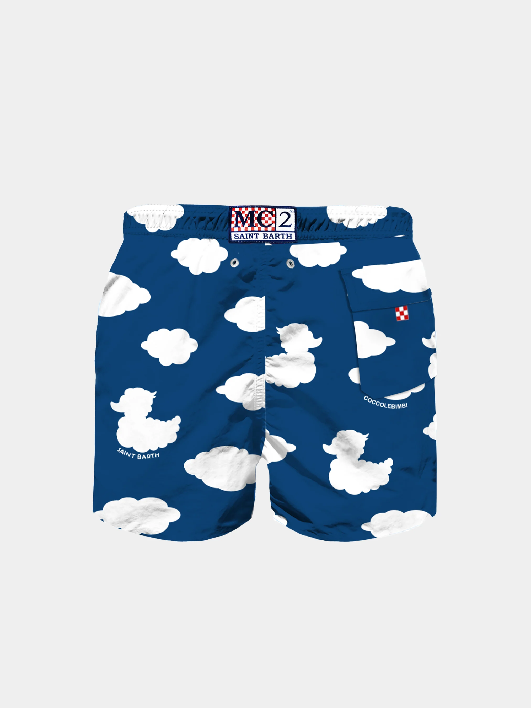 Boy classic swim shorts with clouds print and embroidery | COCCOLEBIMBI SPECIAL EDITION - Image 2