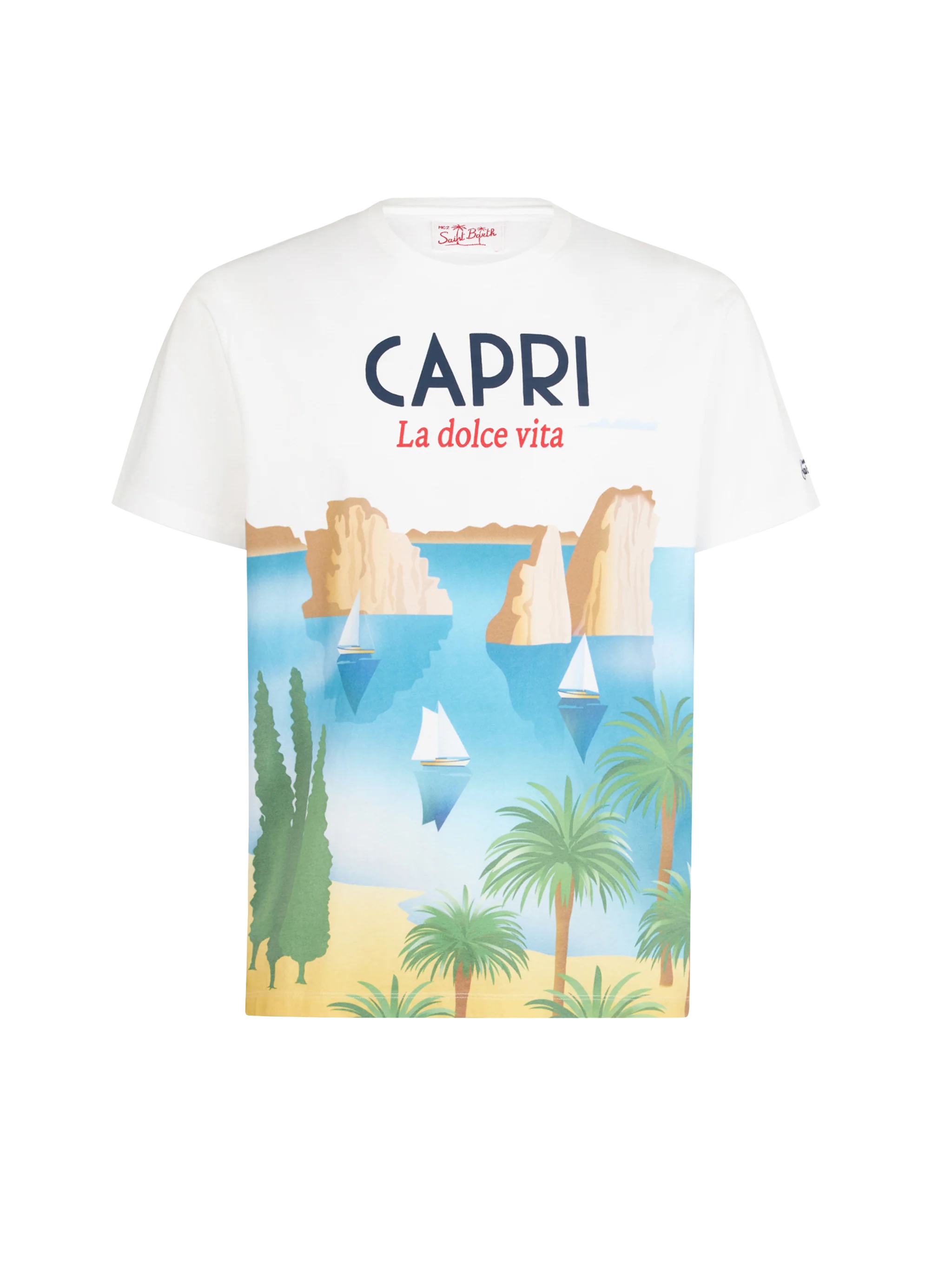 Boy cotton t-shirt with Capri postcard print