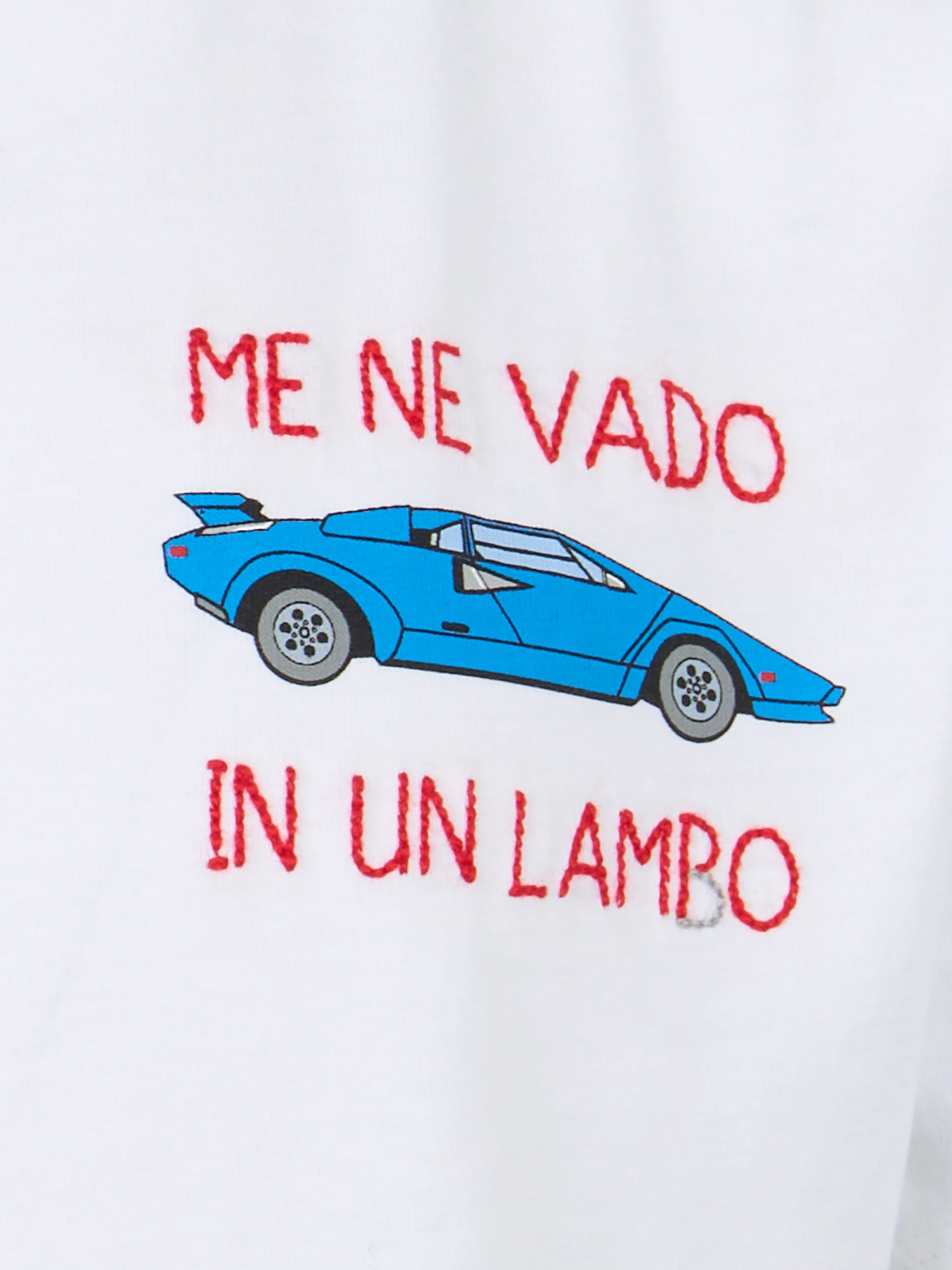 Boy cotton t-shirt with Me ne vado in un lambo embroidery - Image 2