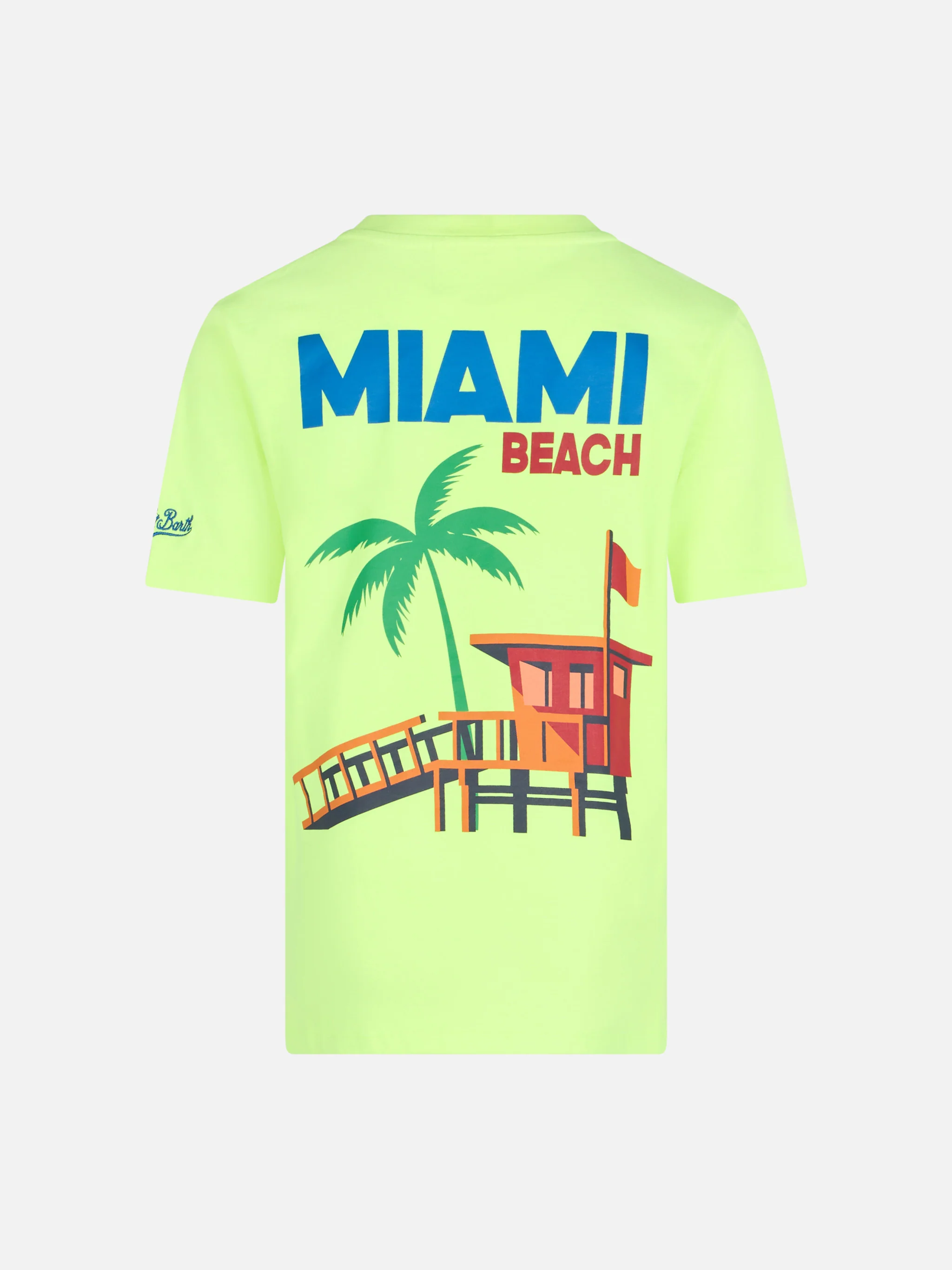 Boy cotton t-shirt with Miami Beach postcard print - Image 2
