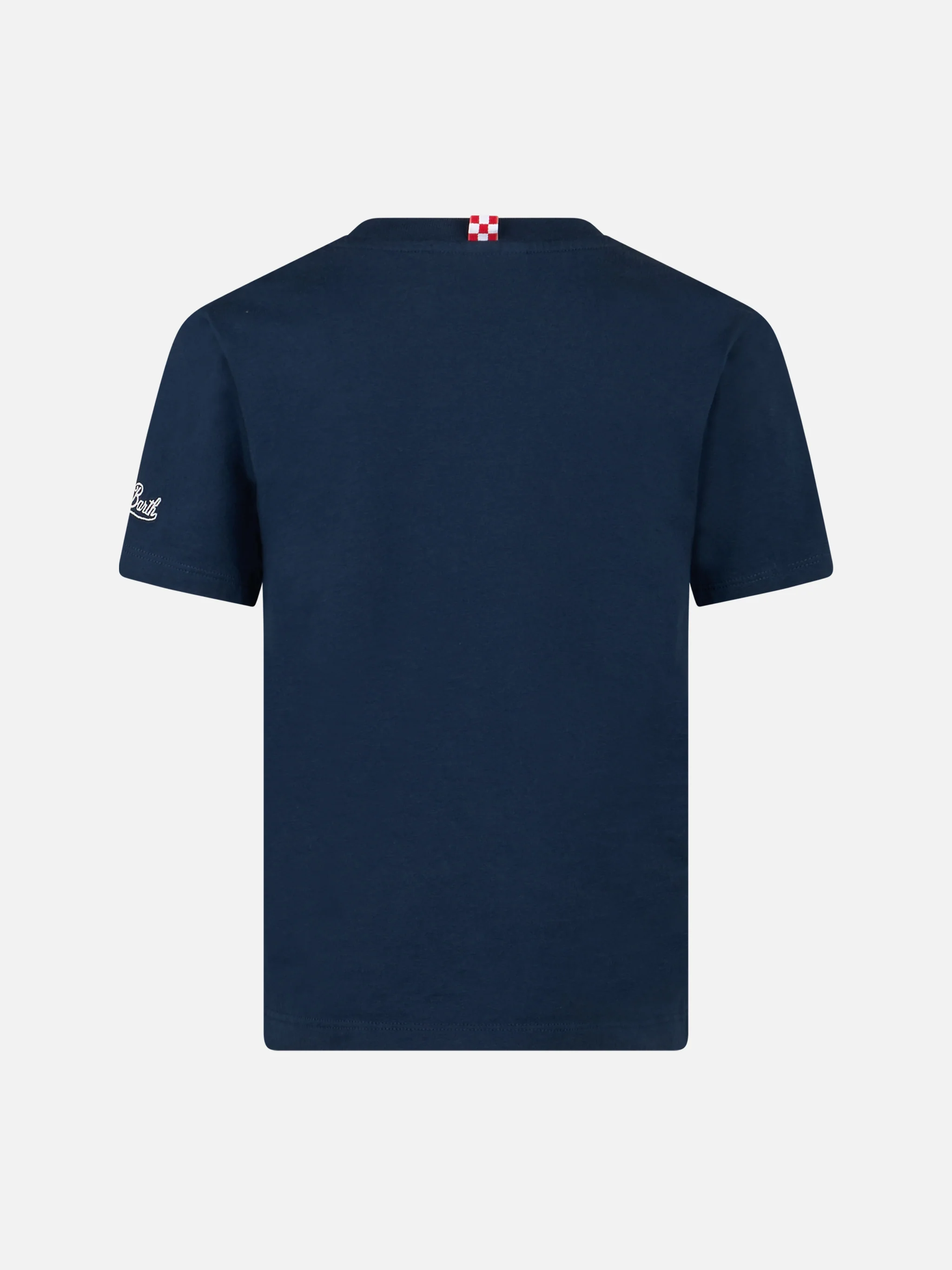 Boy cotton t-shirt with Smurf print and St. Barth Surfer embroidery | THE SMURF SPECIAL EDITION - Image 3