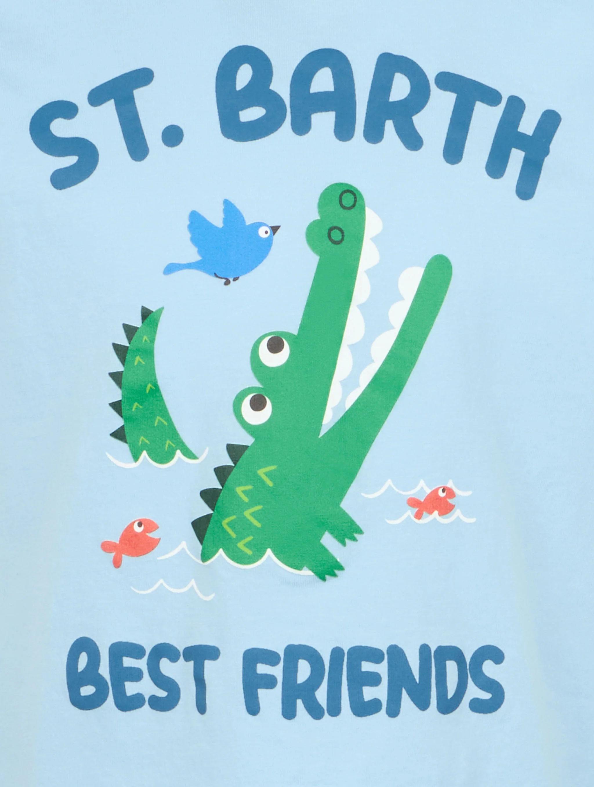 Boy cotton t-shirt with St. Barth best friends croco print - Image 2