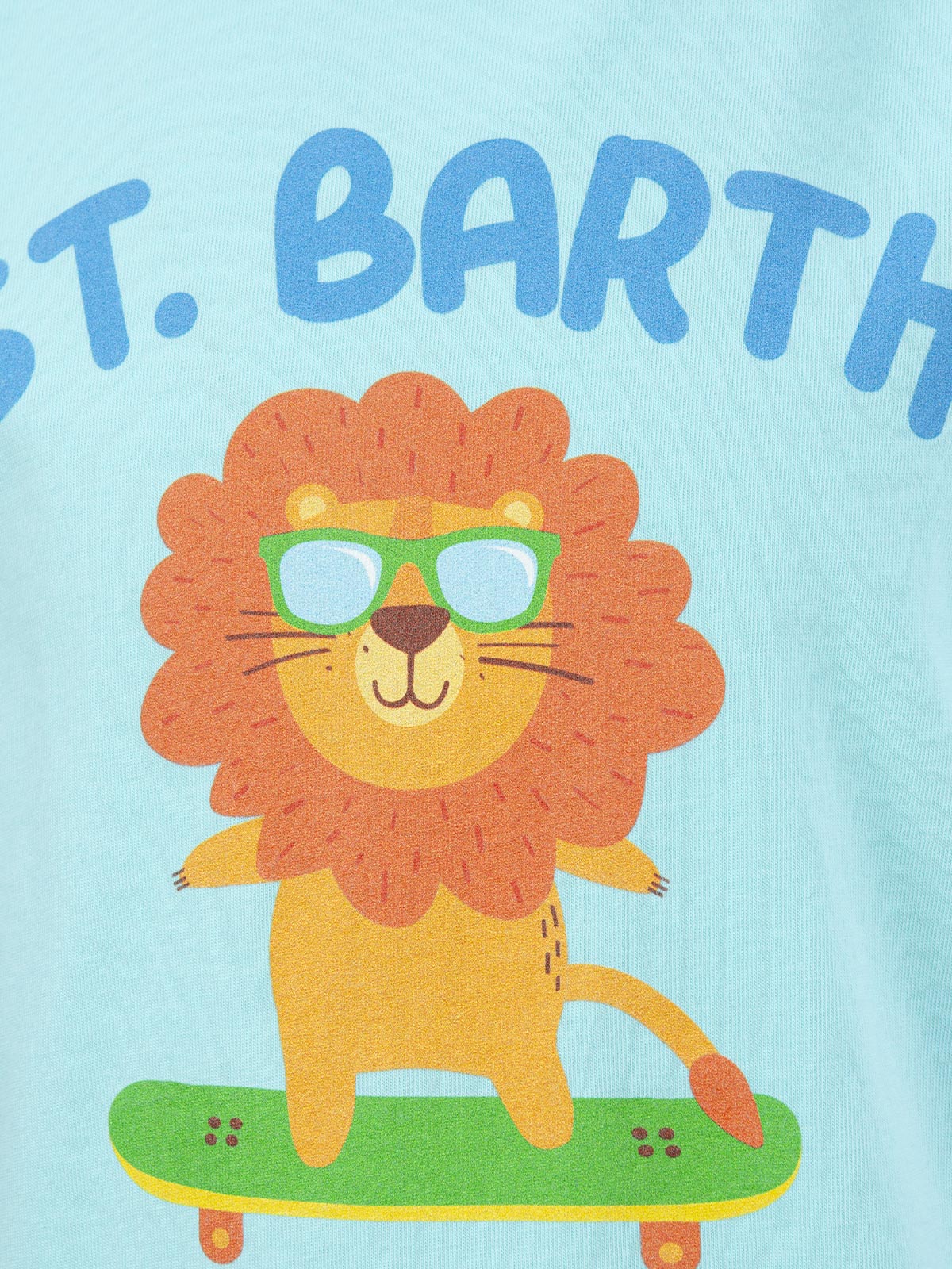 Boy cotton t-shirt with St. Barth best skater lion print - Image 3
