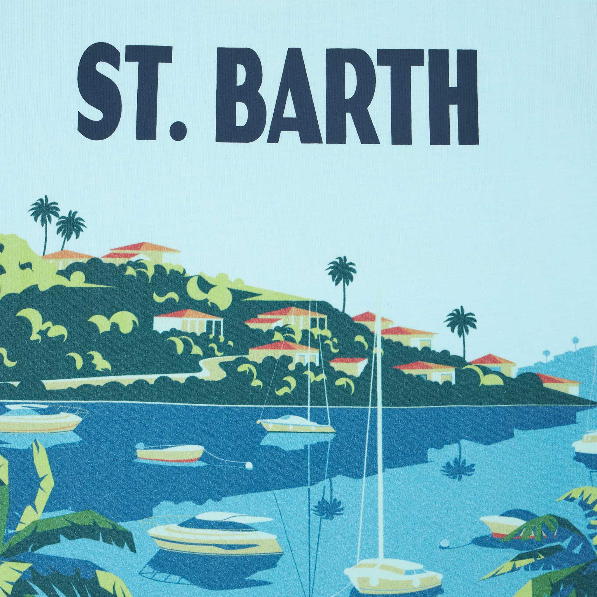 Boy cotton t-shirt with St. Barth postcard print - Image 2