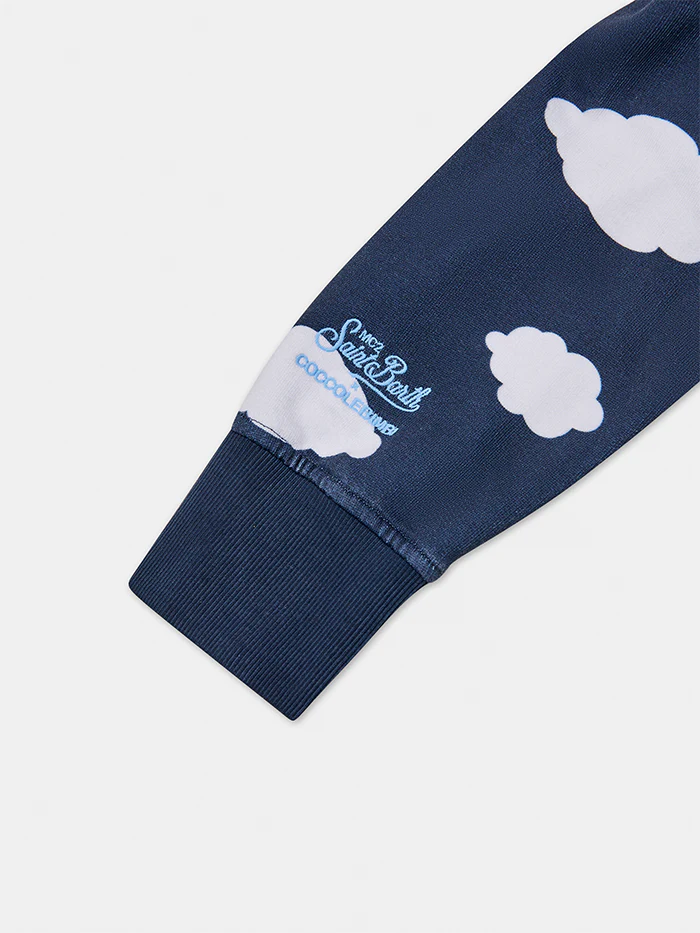 Kid crewneck blue sweatshirt with Coccole e nuvole embroidery | COCCOLEBIMBI SPECIAL EDITION - Image 3