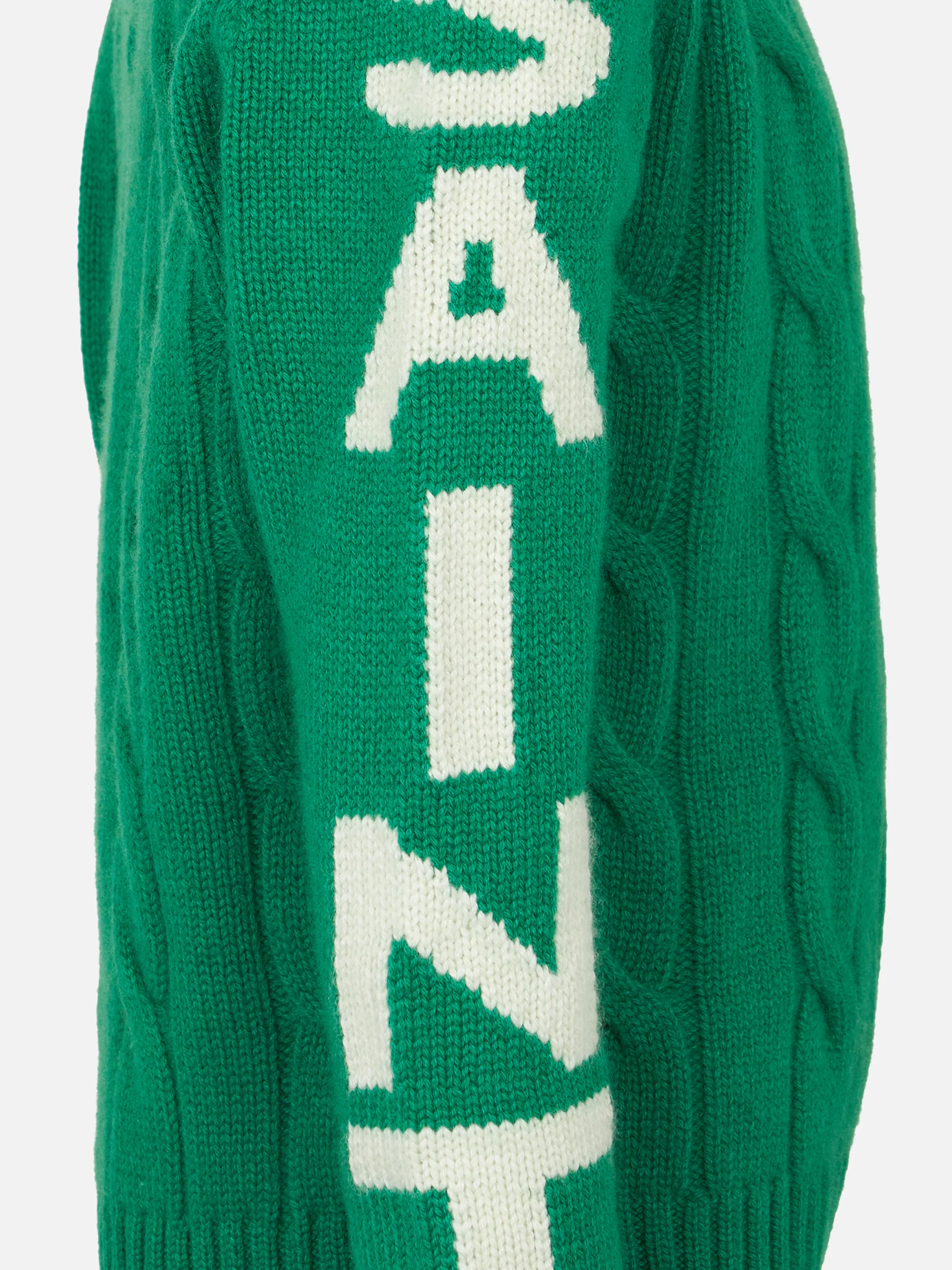 Boy green cable knit sweater Bergen Jr with Saint Barth jacquard - Image 3