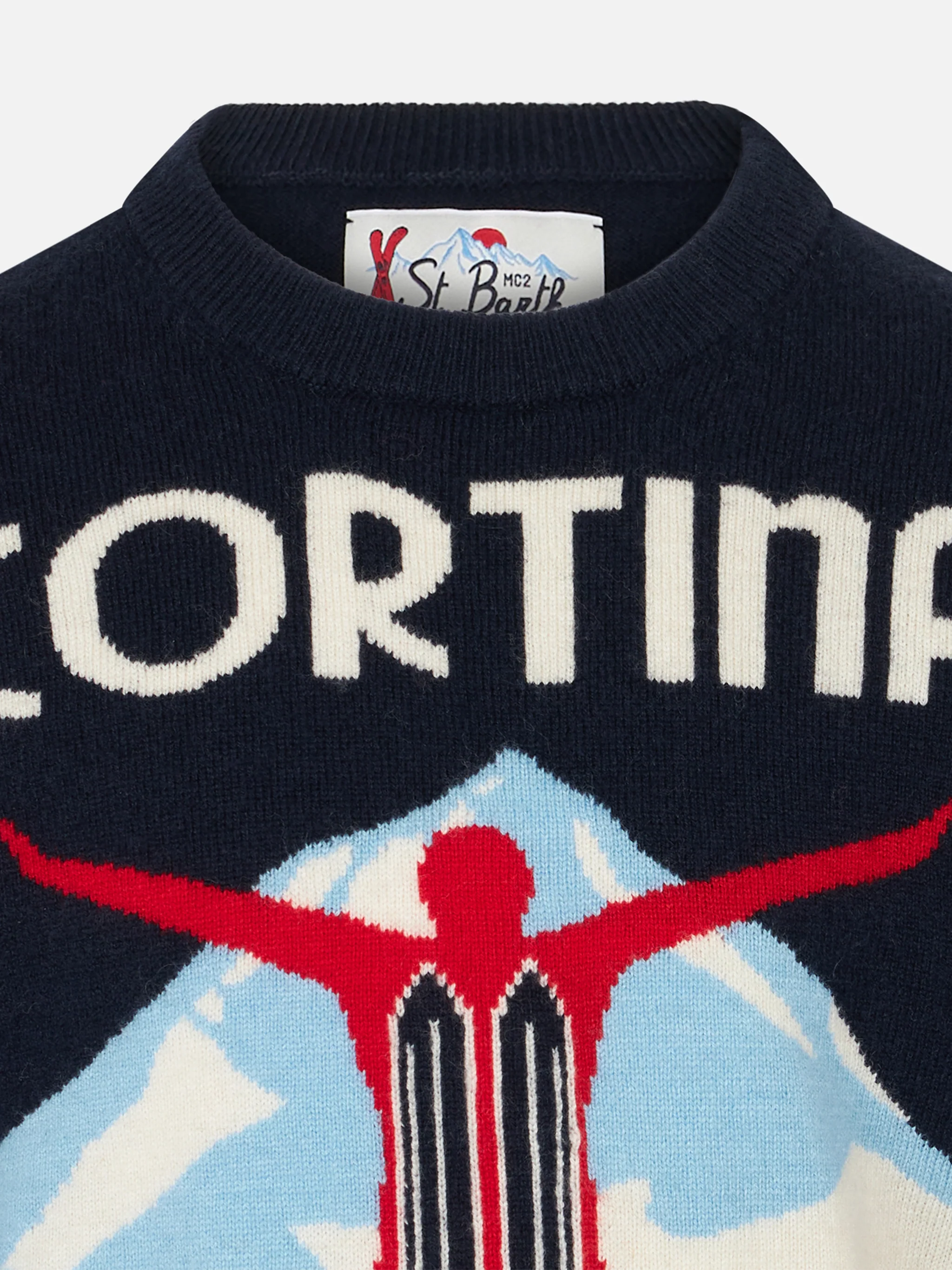 Boy crewneck sweater with Cortina postcard print - Image 2