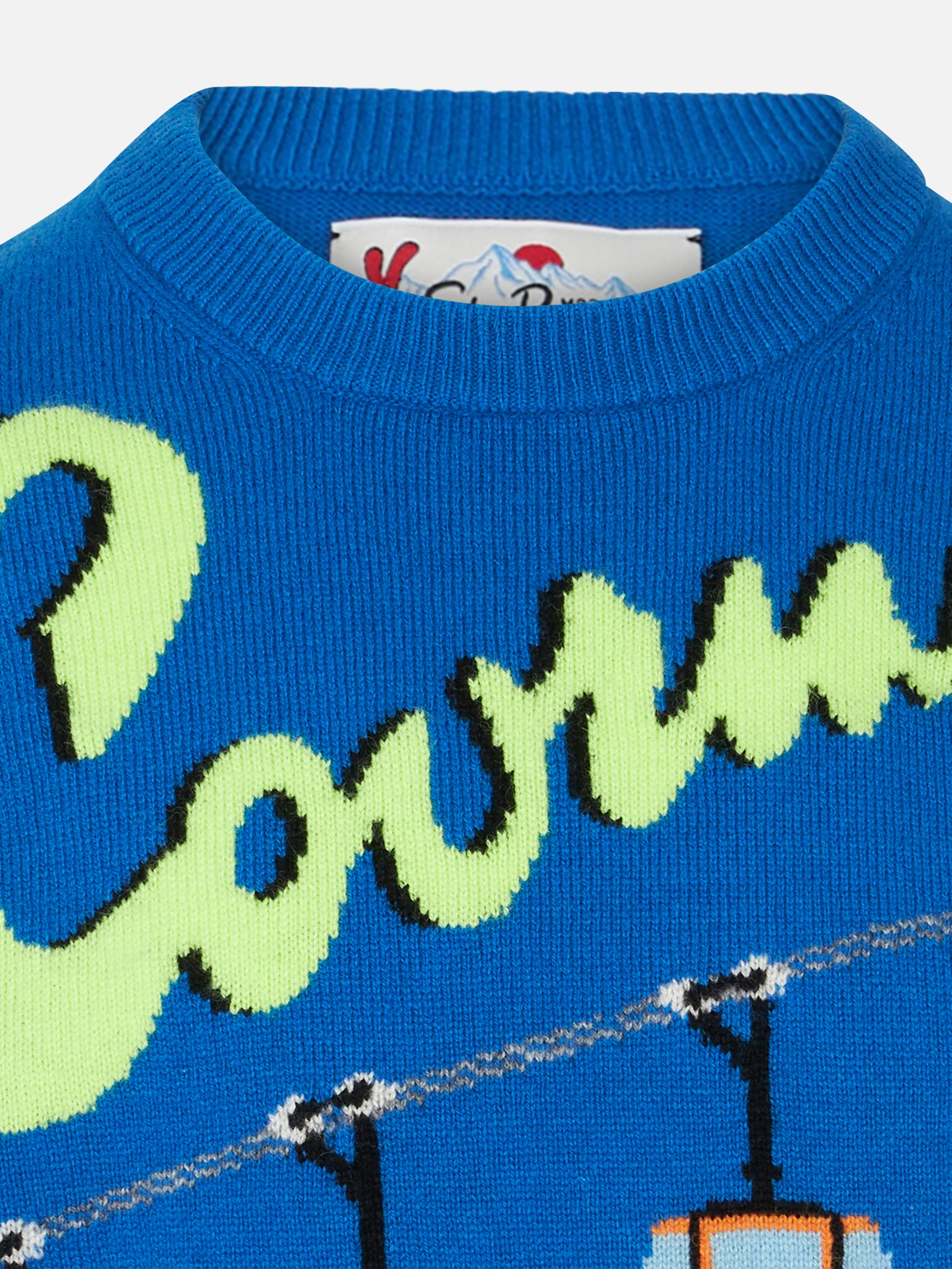 Boy crewneck sweater with Courma cable postcard jacquard - Image 2