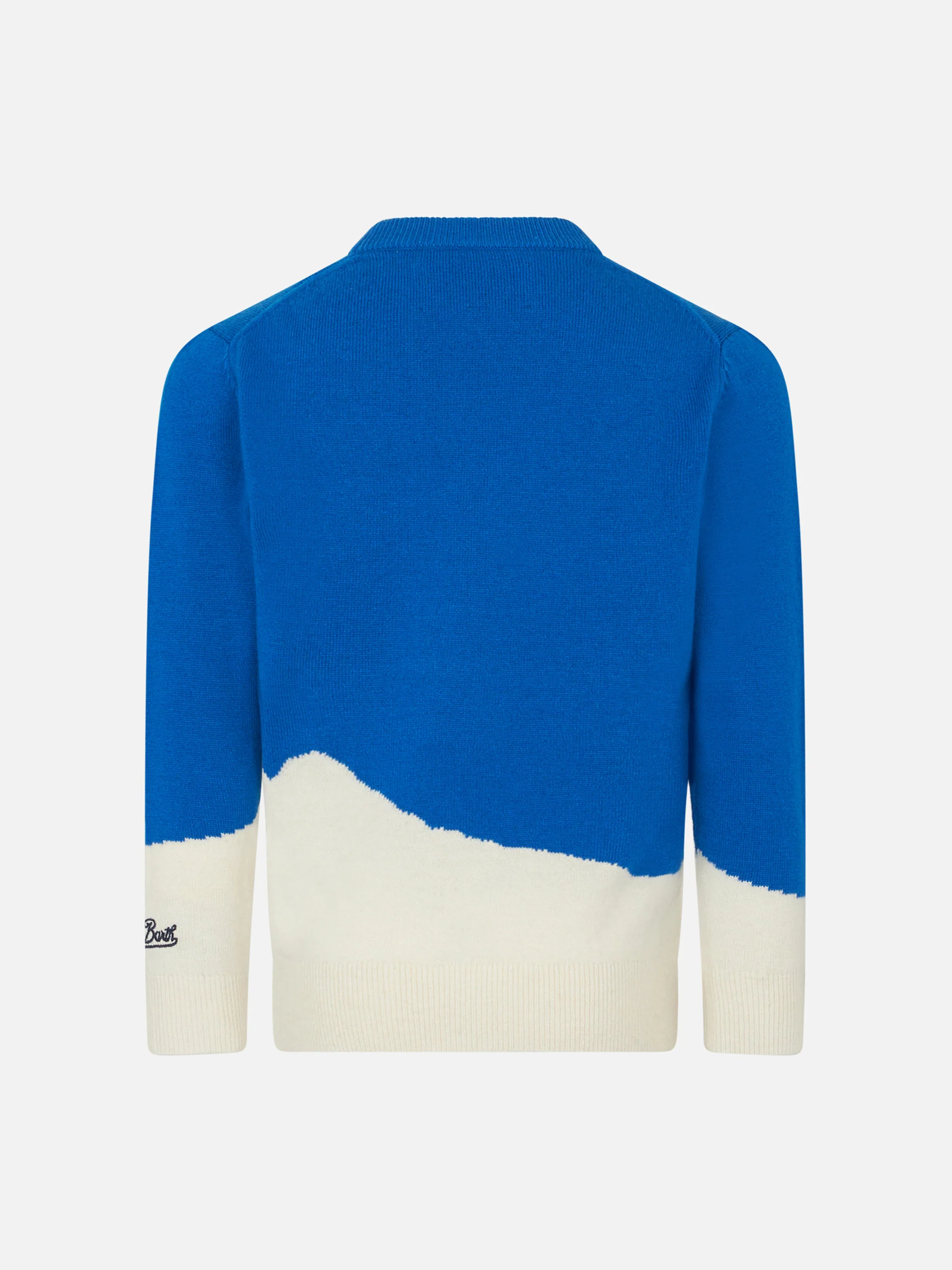 Boy crewneck sweater with Courma cable postcard jacquard - Image 3