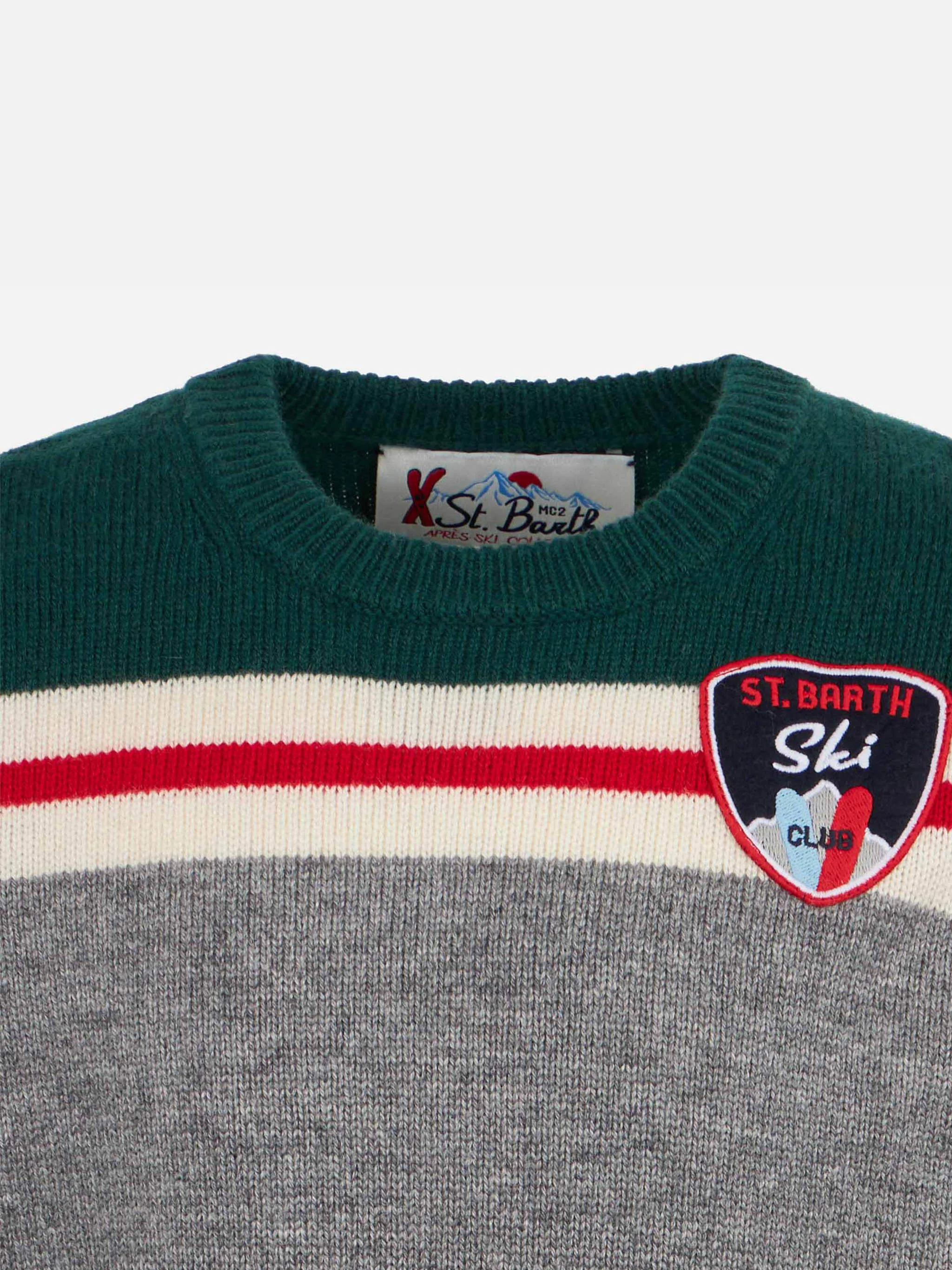Boy crewneck sweater with St. Barth ski club patch - Image 2