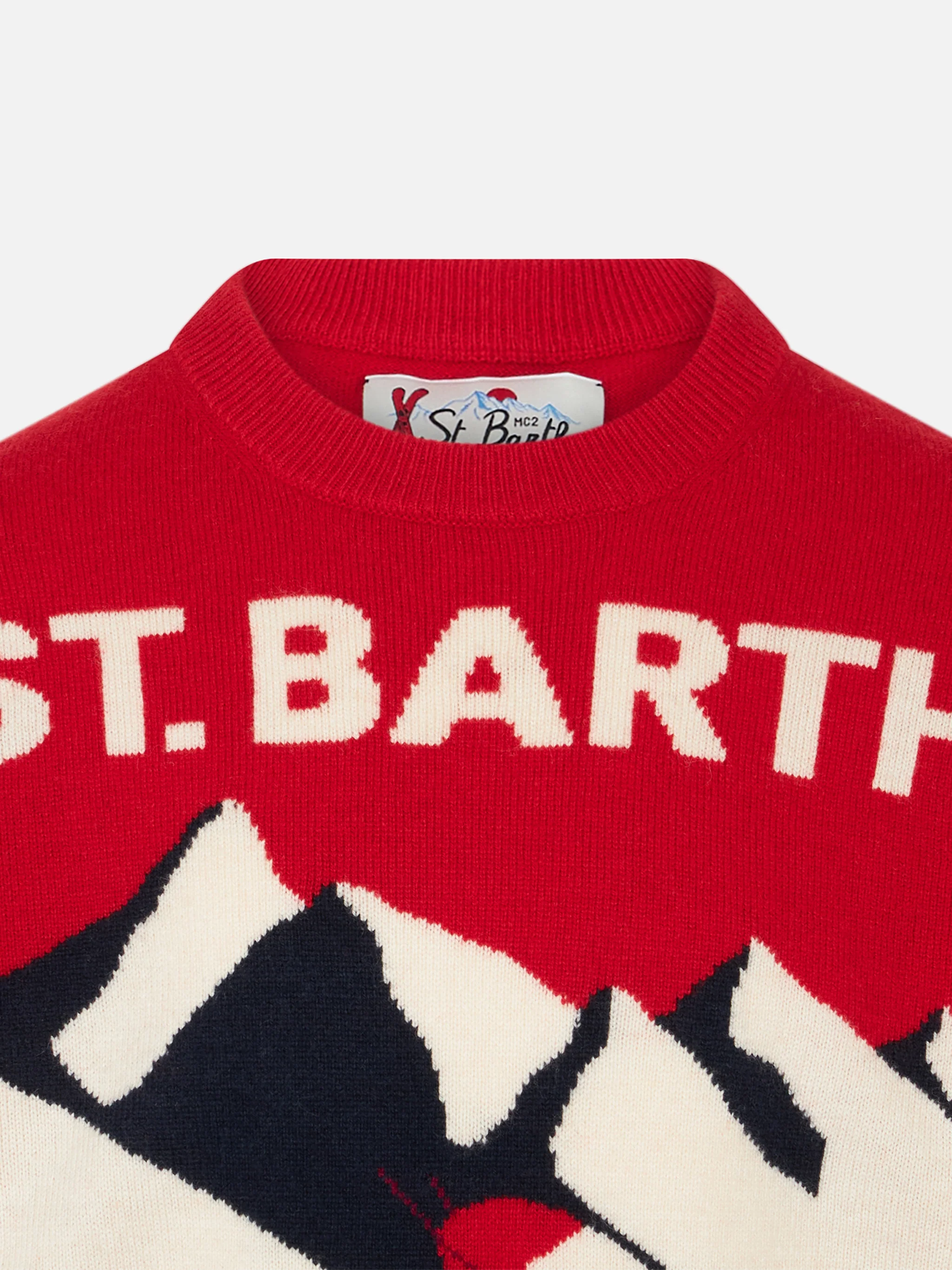 Boy crewneck sweater with St. Barth Ski Club postacard jacquard - Image 2