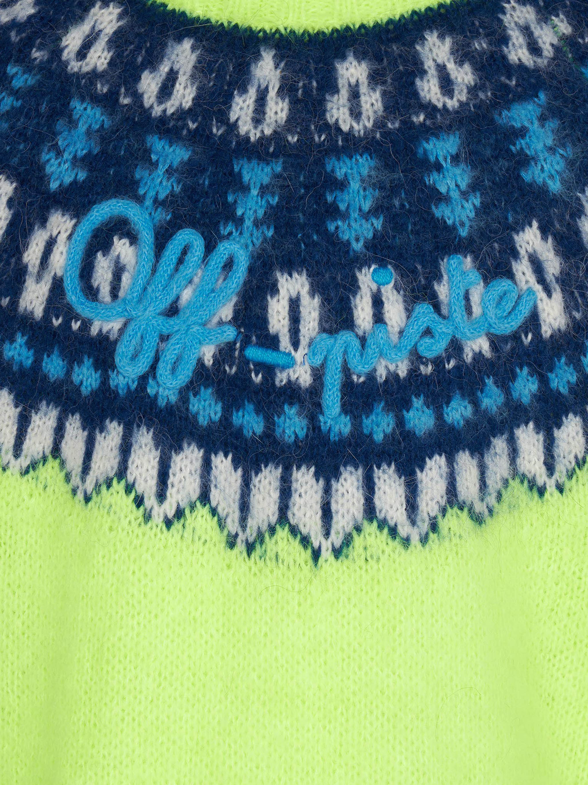 Boy fluo yellow sweater with icelandic jacquard - Image 3