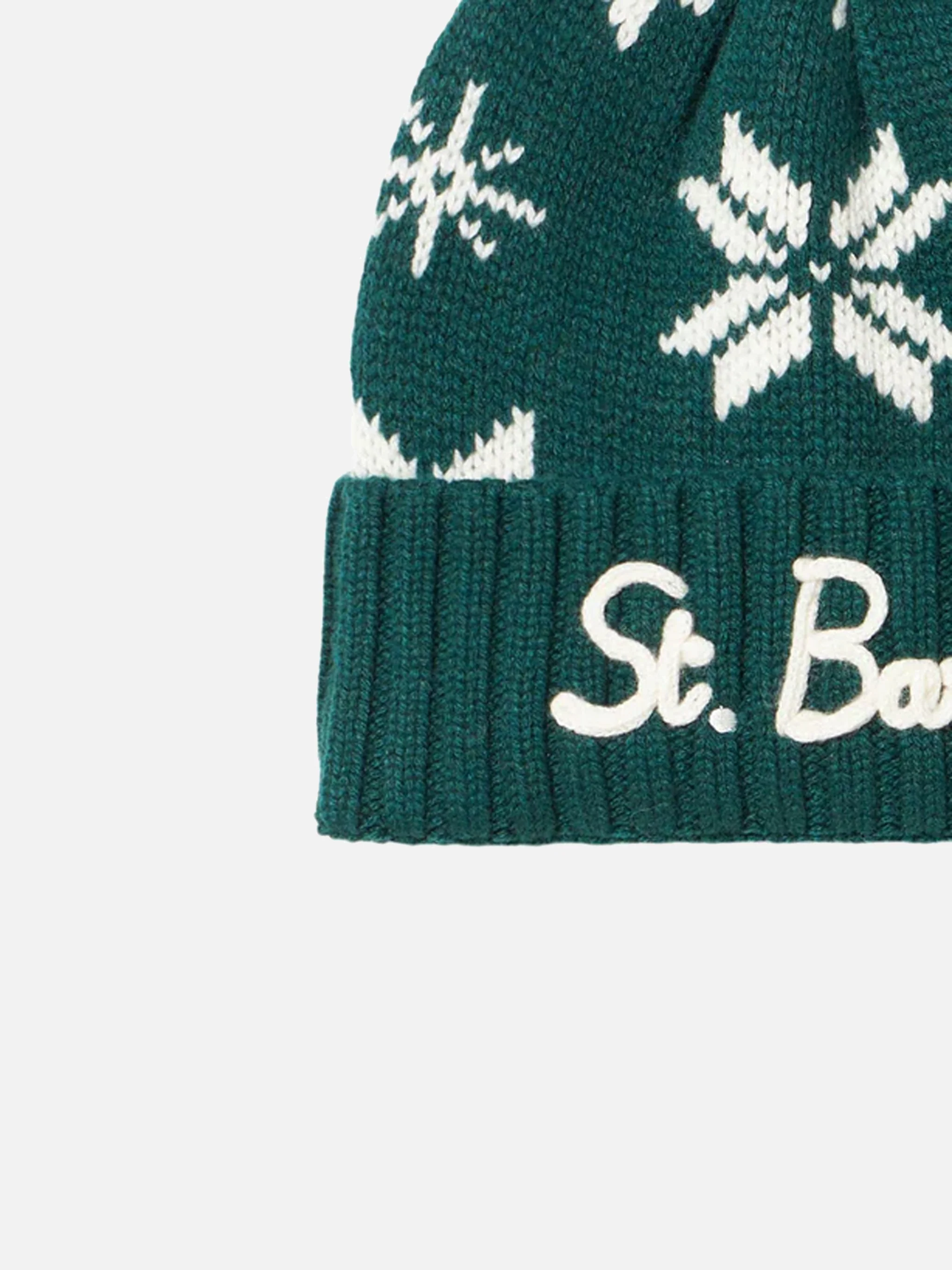 Boy green beanie with norwegian pattern - Image 3