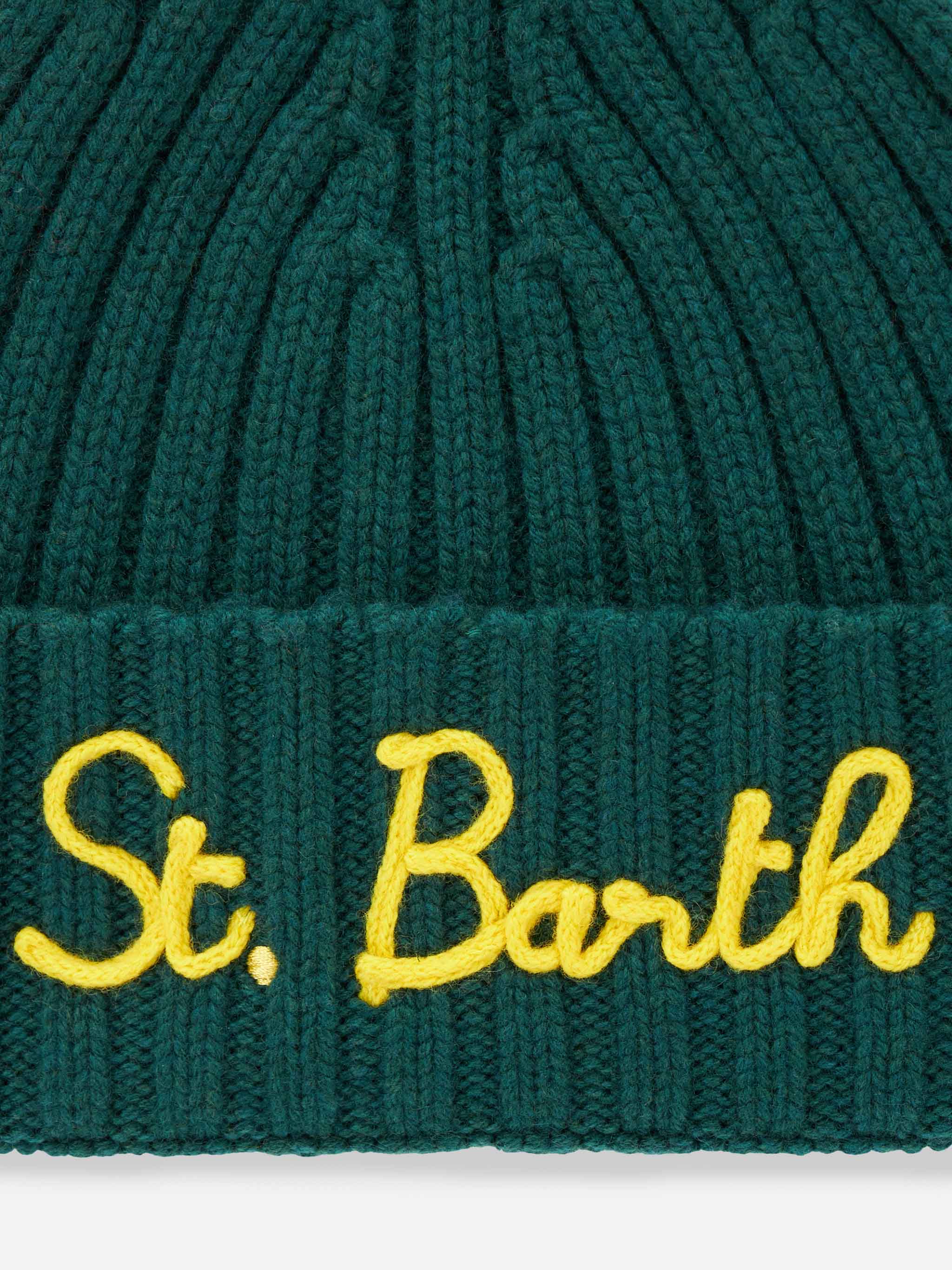 Boy green beanie with St. Barth embroidery - Image 3