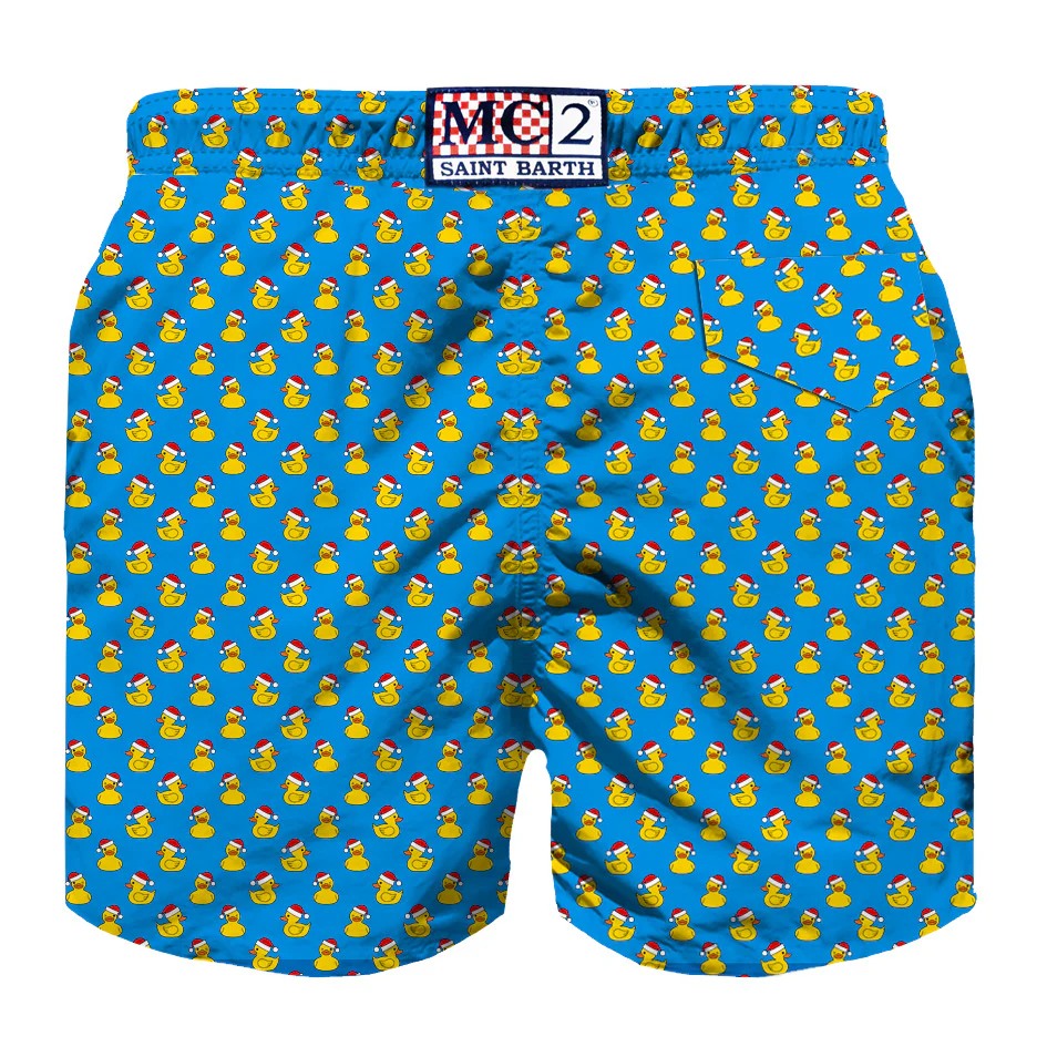 Boy light fabric swim shorts with Christmas ducks print - Image 2