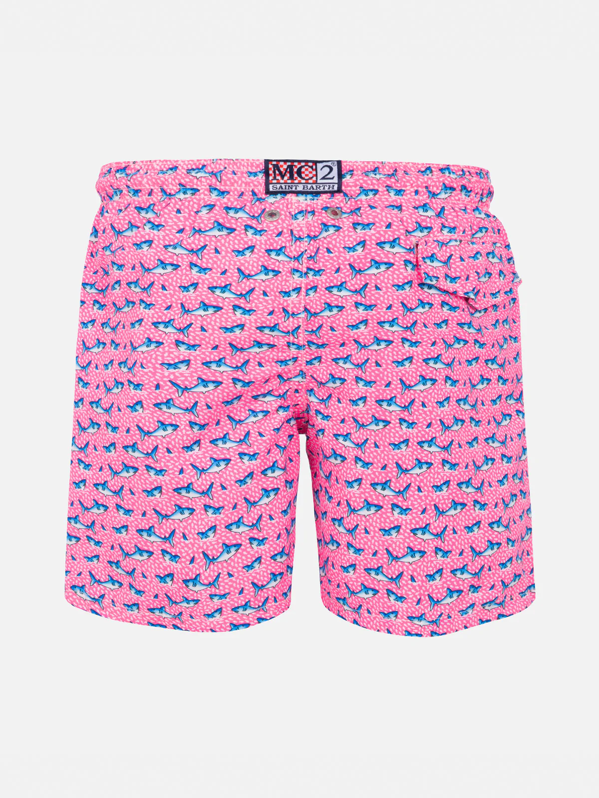 Boy light fabric swim shorts with sharks print - Image 2