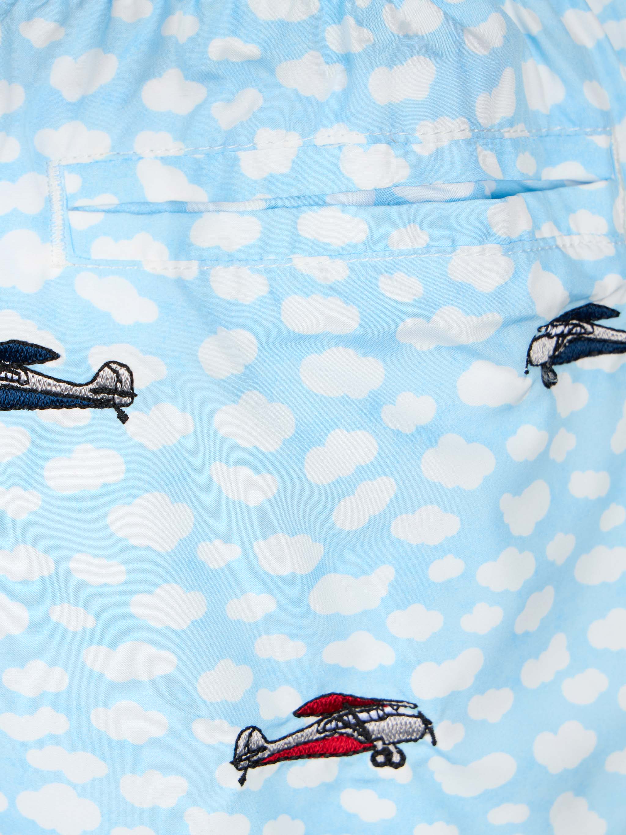 Boy lightweight fabric swim-shorts Jean Lighting with airplanes embroidery - Image 3