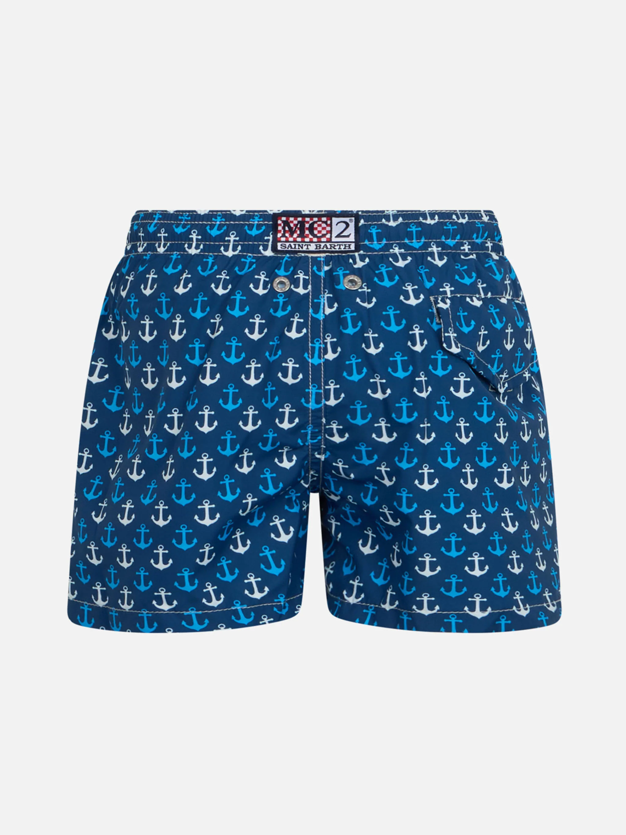 Boy lightweight fabric swim-shorts Jean Lighting with anchor print - Image 2