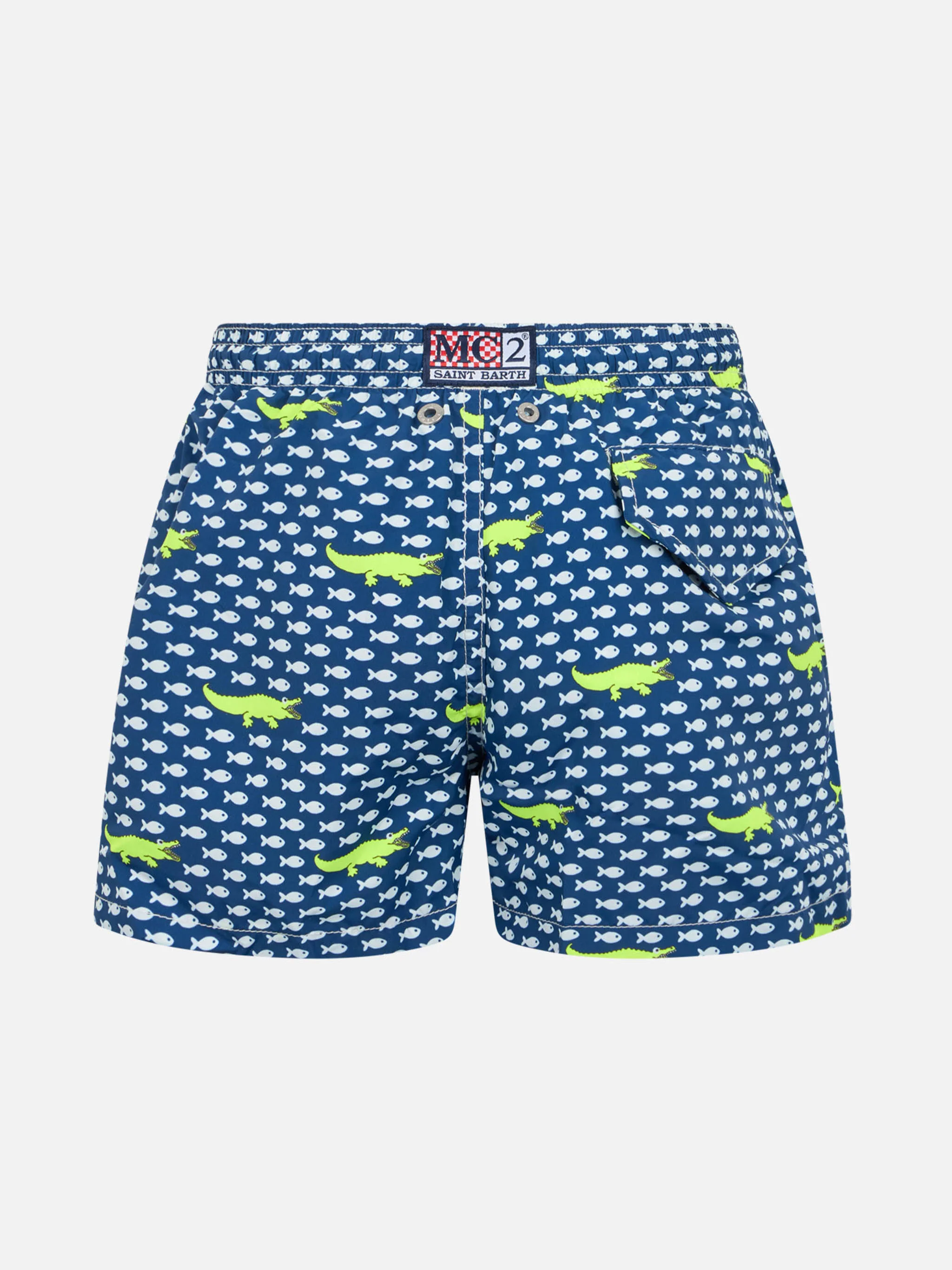 Boy lightweight fabric swim-shorts Jean Lighting with crocodile print - Image 2