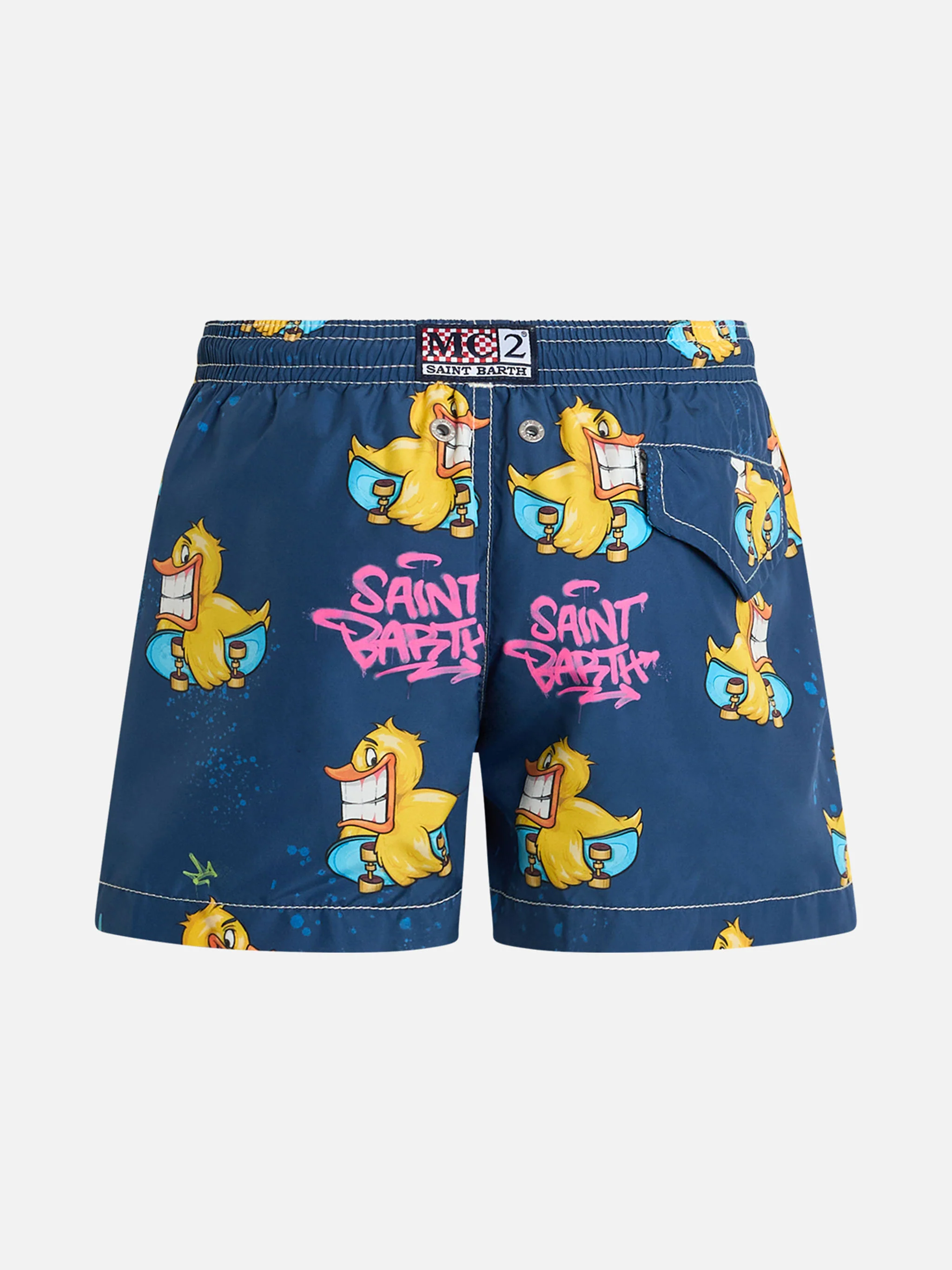 Boy lightweight fabric swim-shorts Jean Lighting with crypto ducky print | CRYPTOPUPPETS SPECIAL EDITION - Image 2