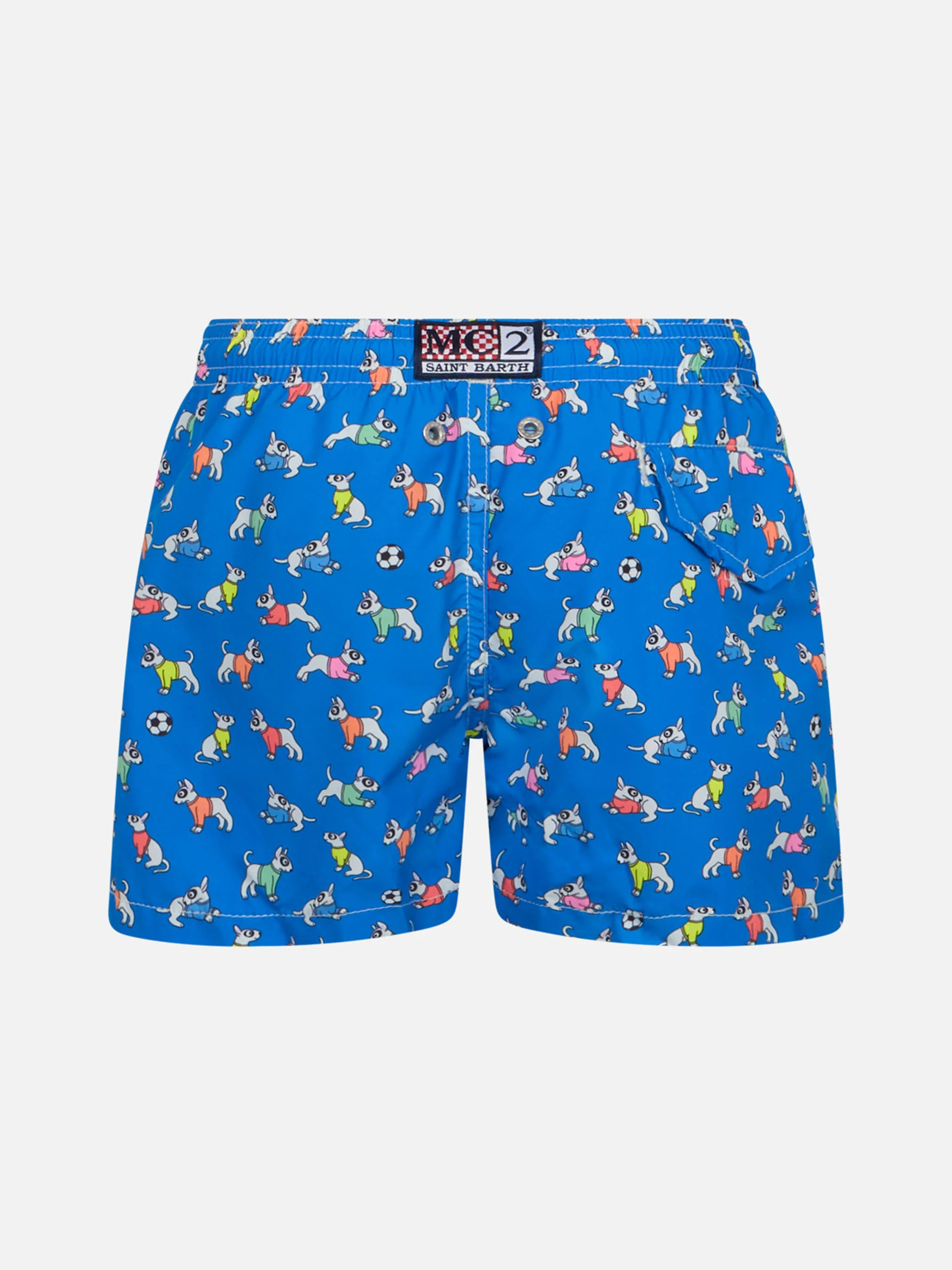 Boy lightweight fabric swim-shorts Jean Lighting with dogs print - Image 2