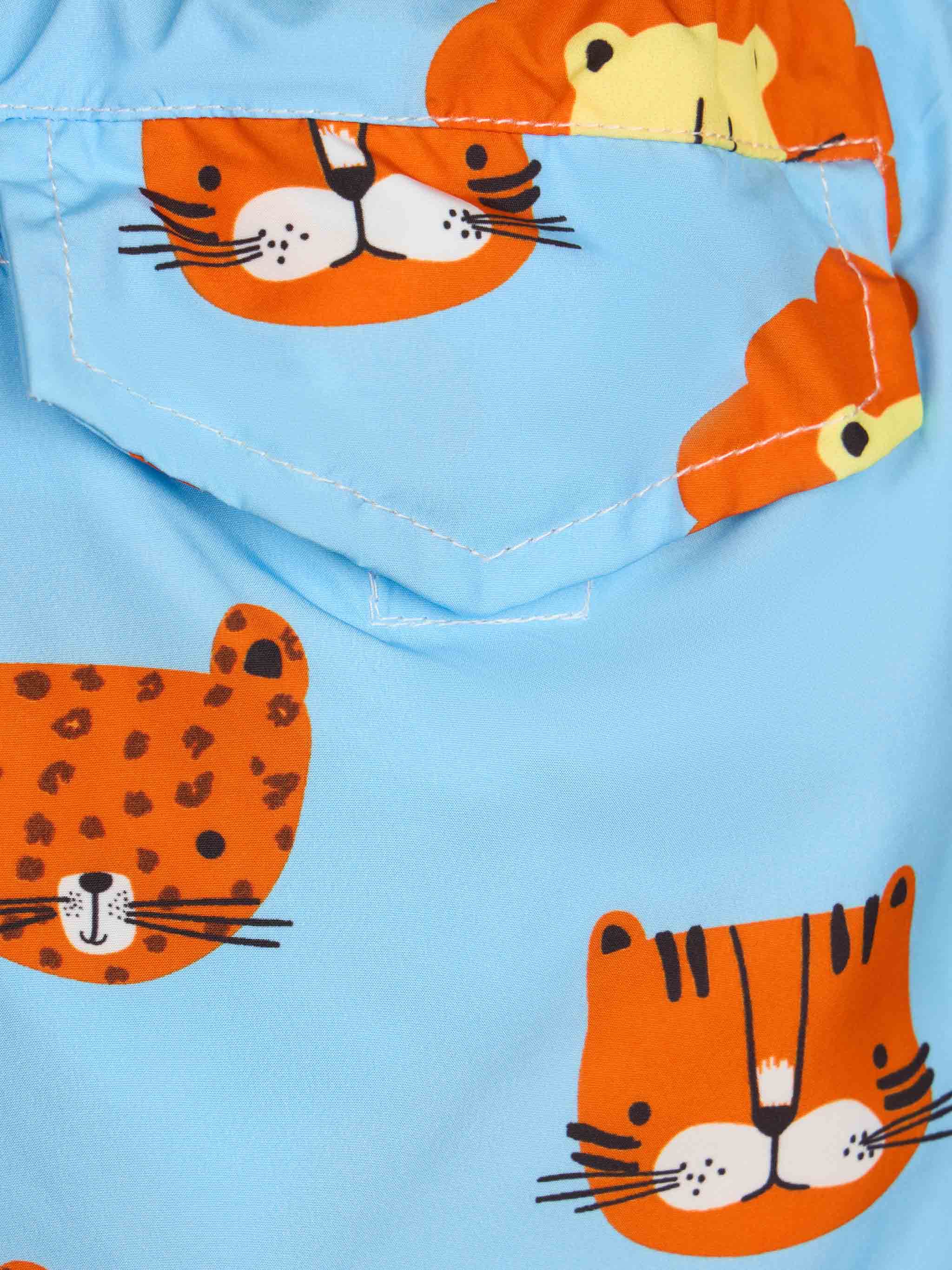 Boy lightweight fabric swim-shorts Jean Lighting with lions print - Image 3