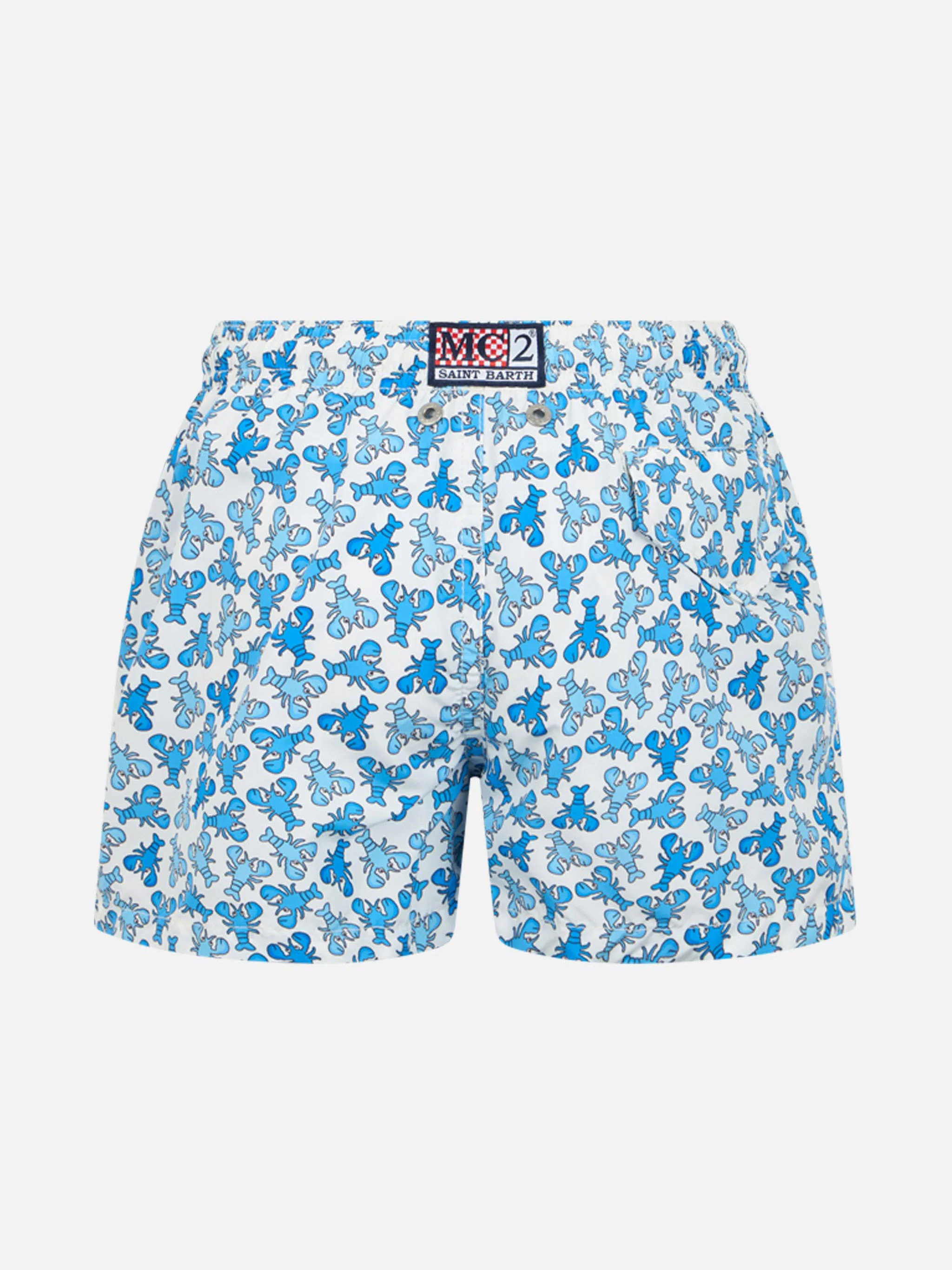 Boy lightweight fabric swim-shorts Jean Lighting with lobster print - Image 2
