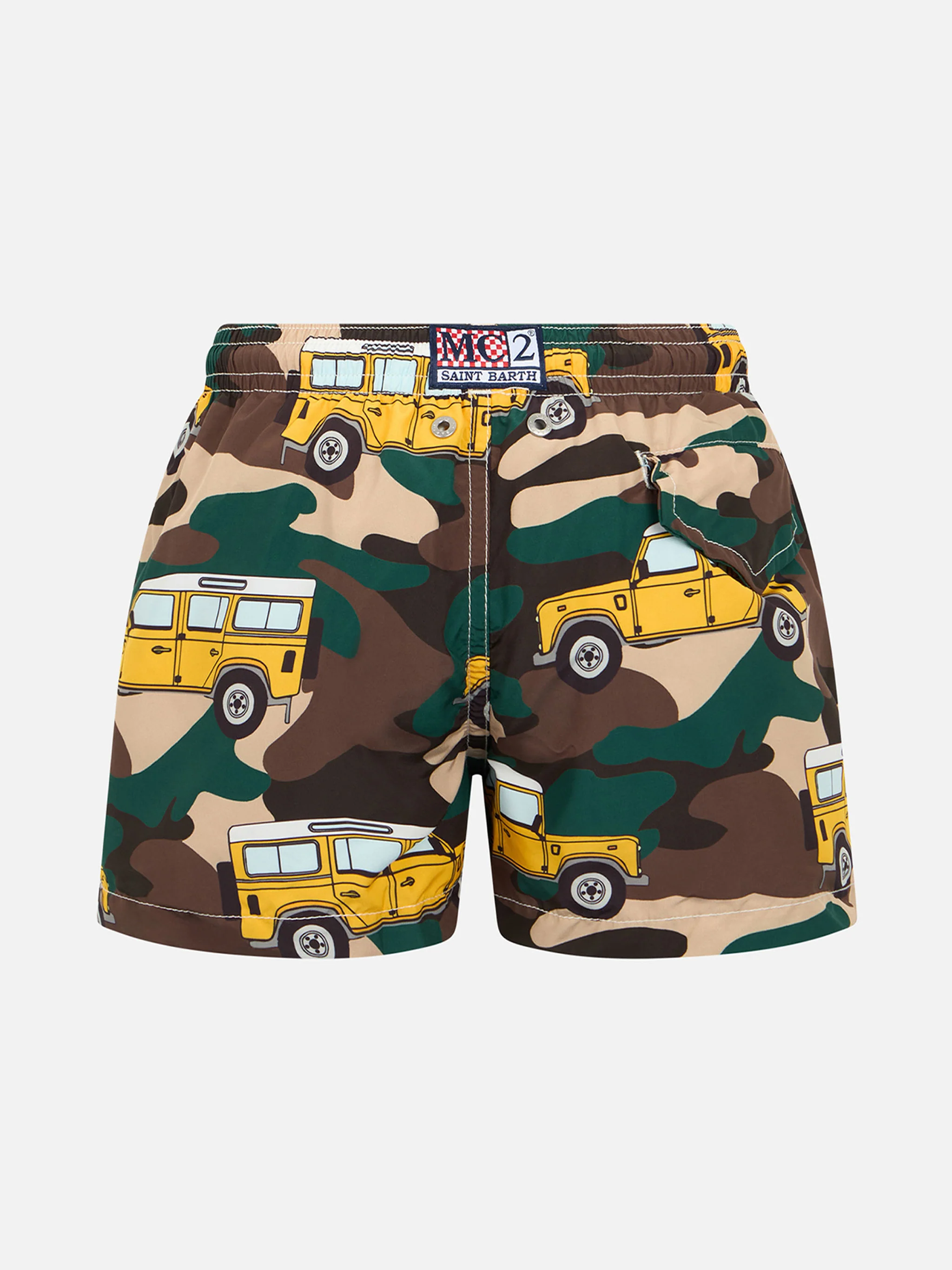 Boy lightweight fabric swim-shorts Jean Lighting with off-road car print - Image 2