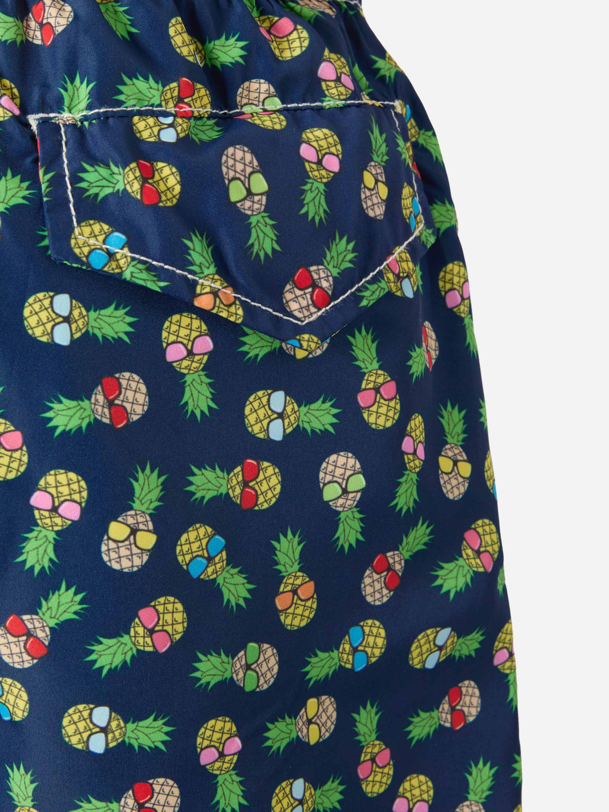 Boy lightweight fabric swim-shorts Jean Lighting with pineapple print - Image 3