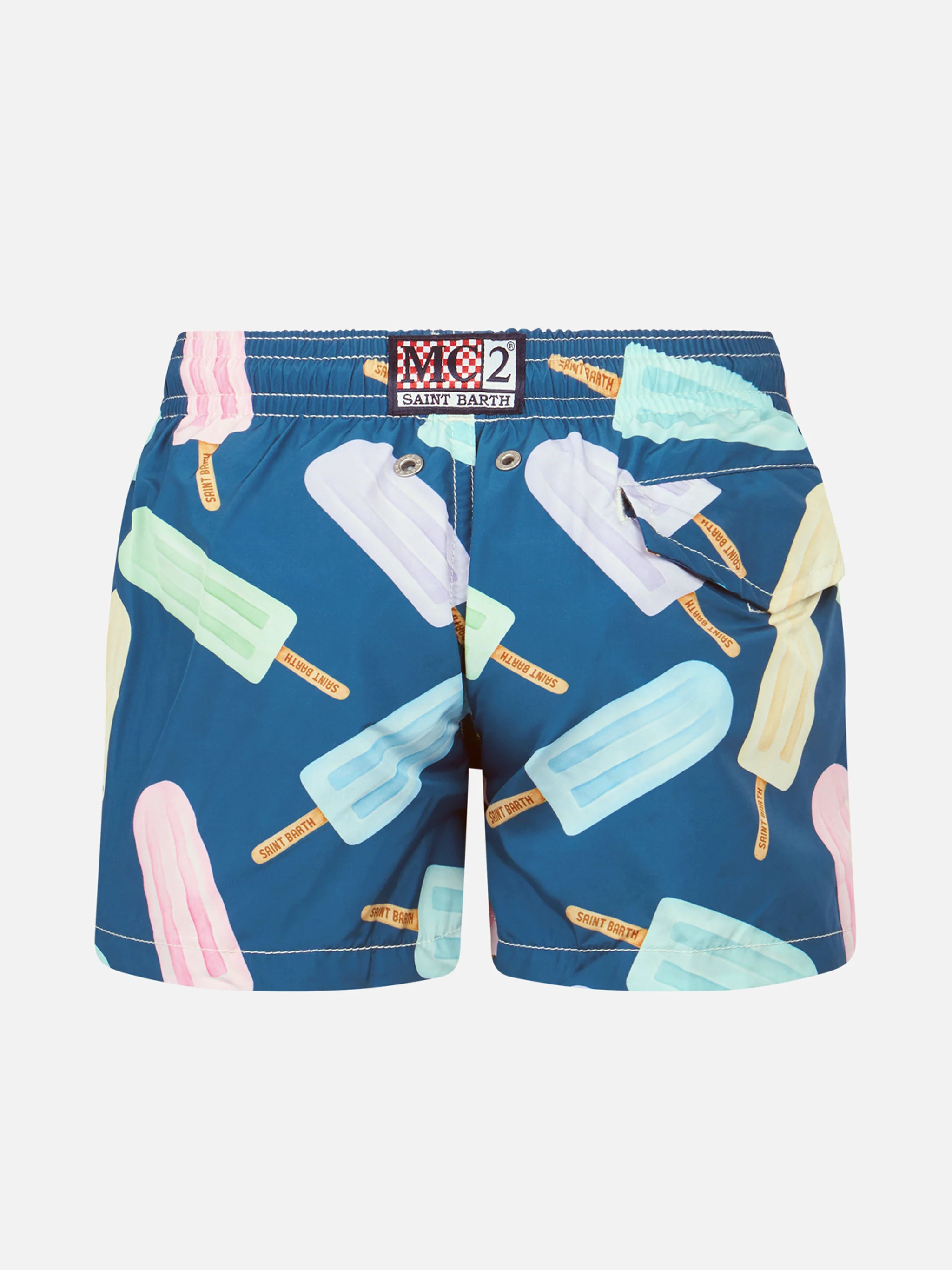 Boy lightweight fabric swim-shorts Jean Lighting with popsicles print - Image 2