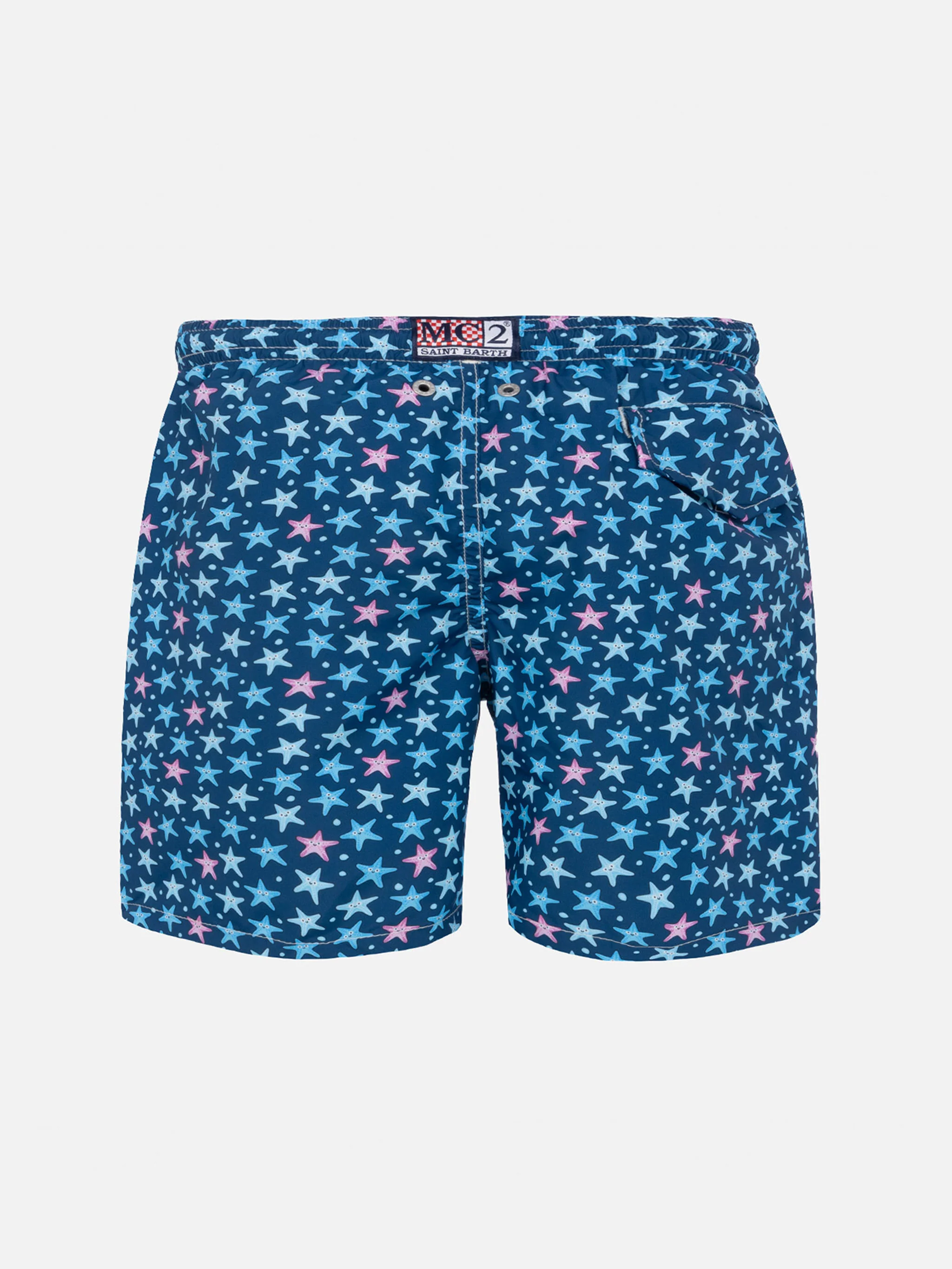 Boy lightweight fabric swim-shorts Jean Lighting with starfishes print - Image 2