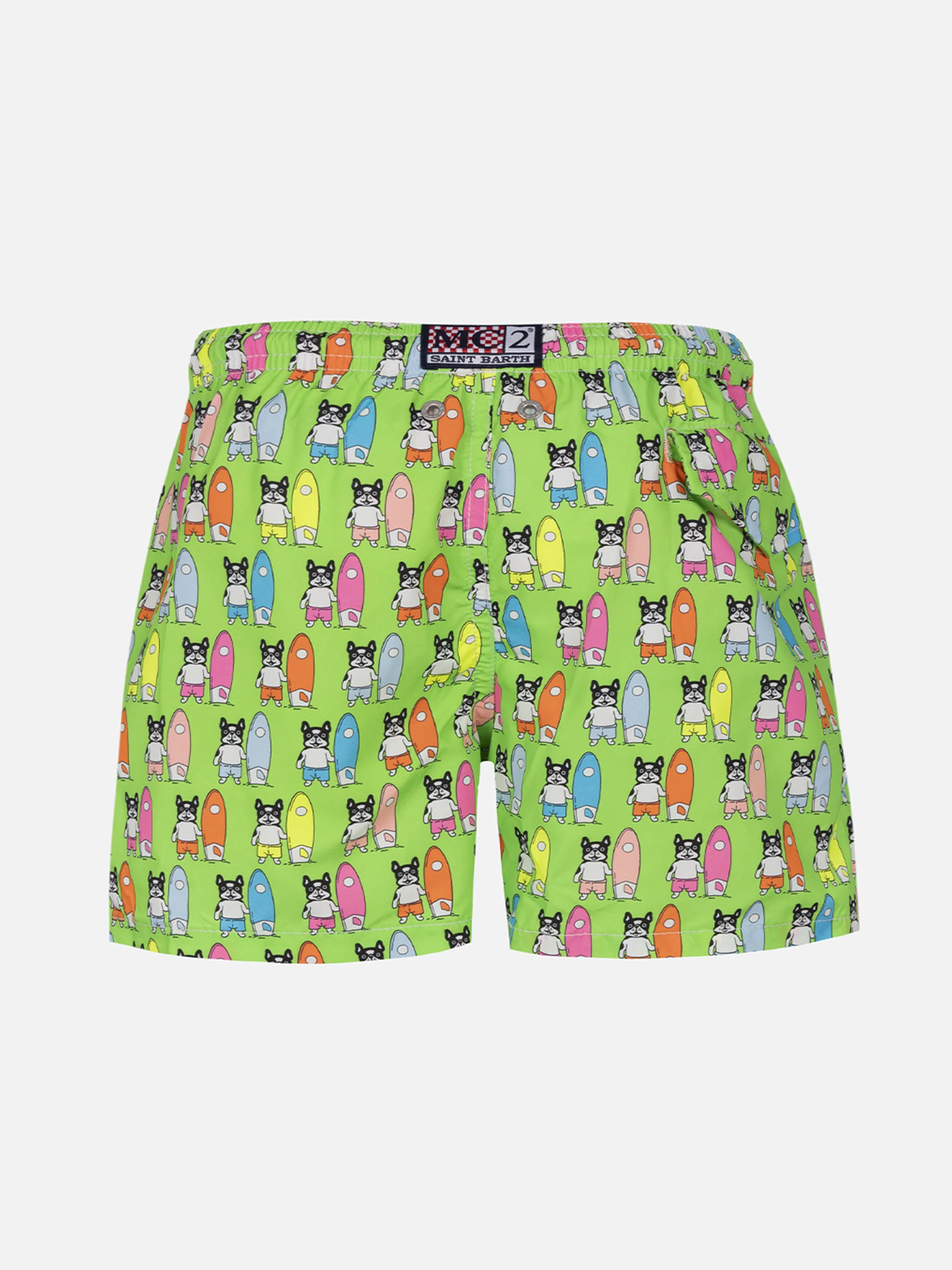 Boy lightweight fabric swim-shorts Jean Lighting with surfer dogs print - Image 2