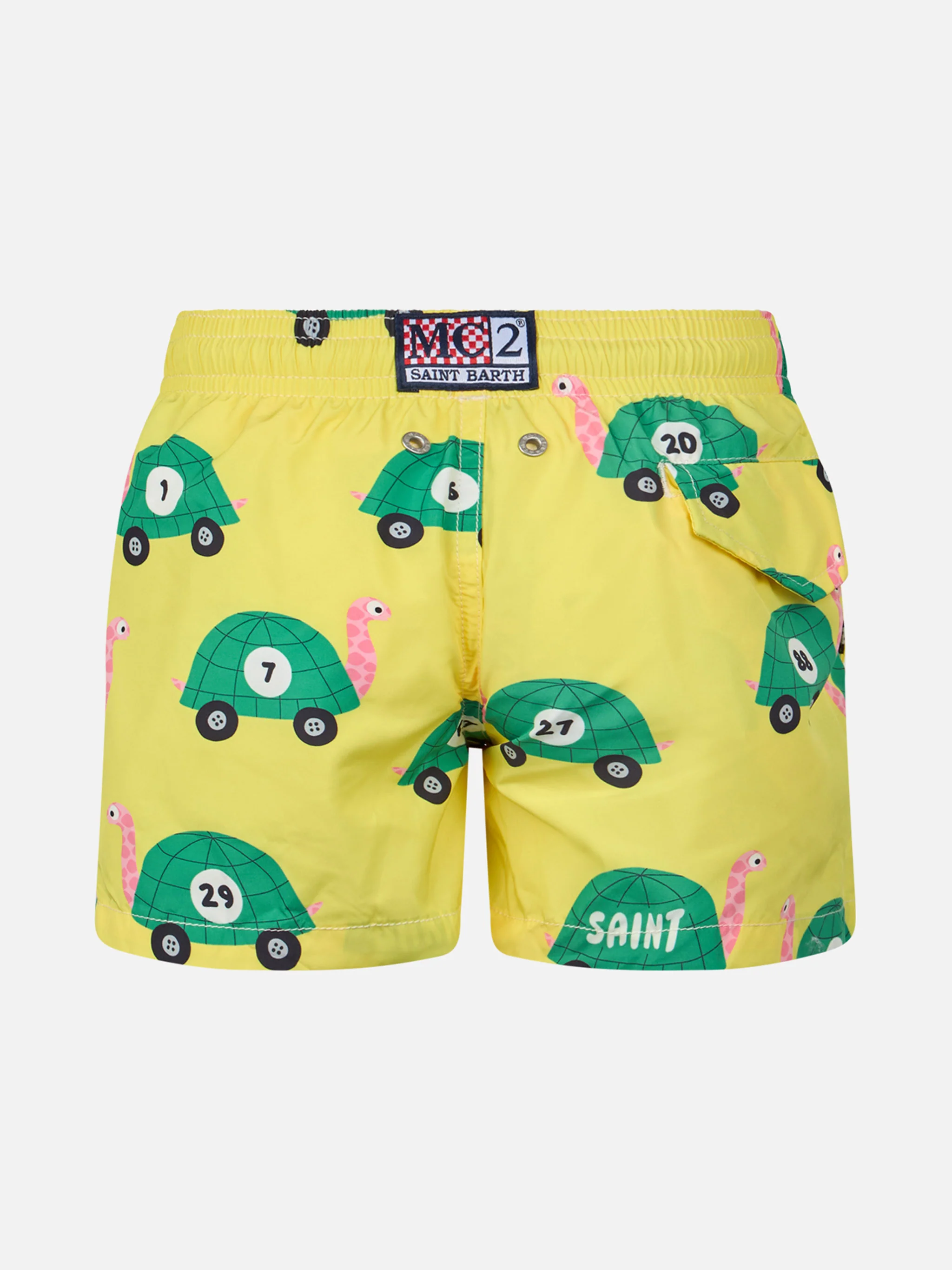Boy lightweight fabric swim-shorts Jean Lighting with turtle print - Image 2