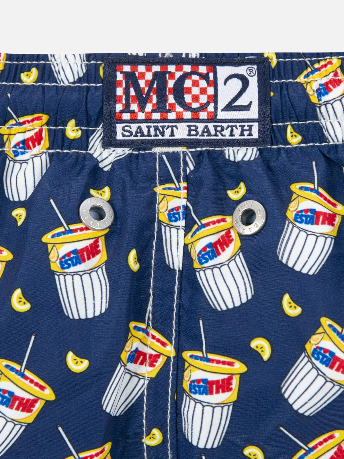 Boy lightweight fabric swimshorts with Estathè print | ESTATHE' SPECIAL EDITION - Image 3