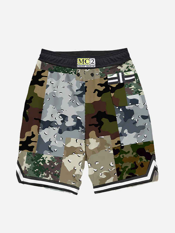 Boy long swim shorts with camouflage print - Image 2