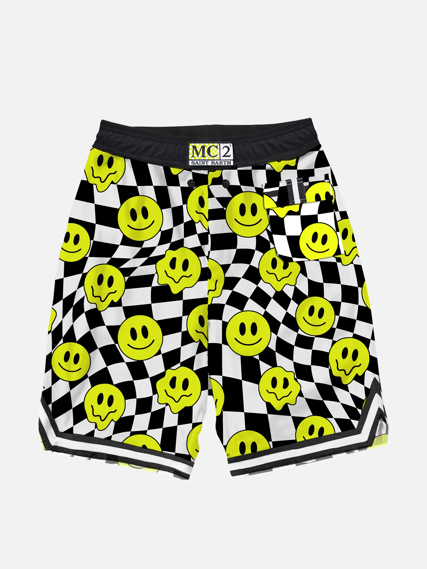 Boy long swim shorts with groovy smile pattern - Image 2