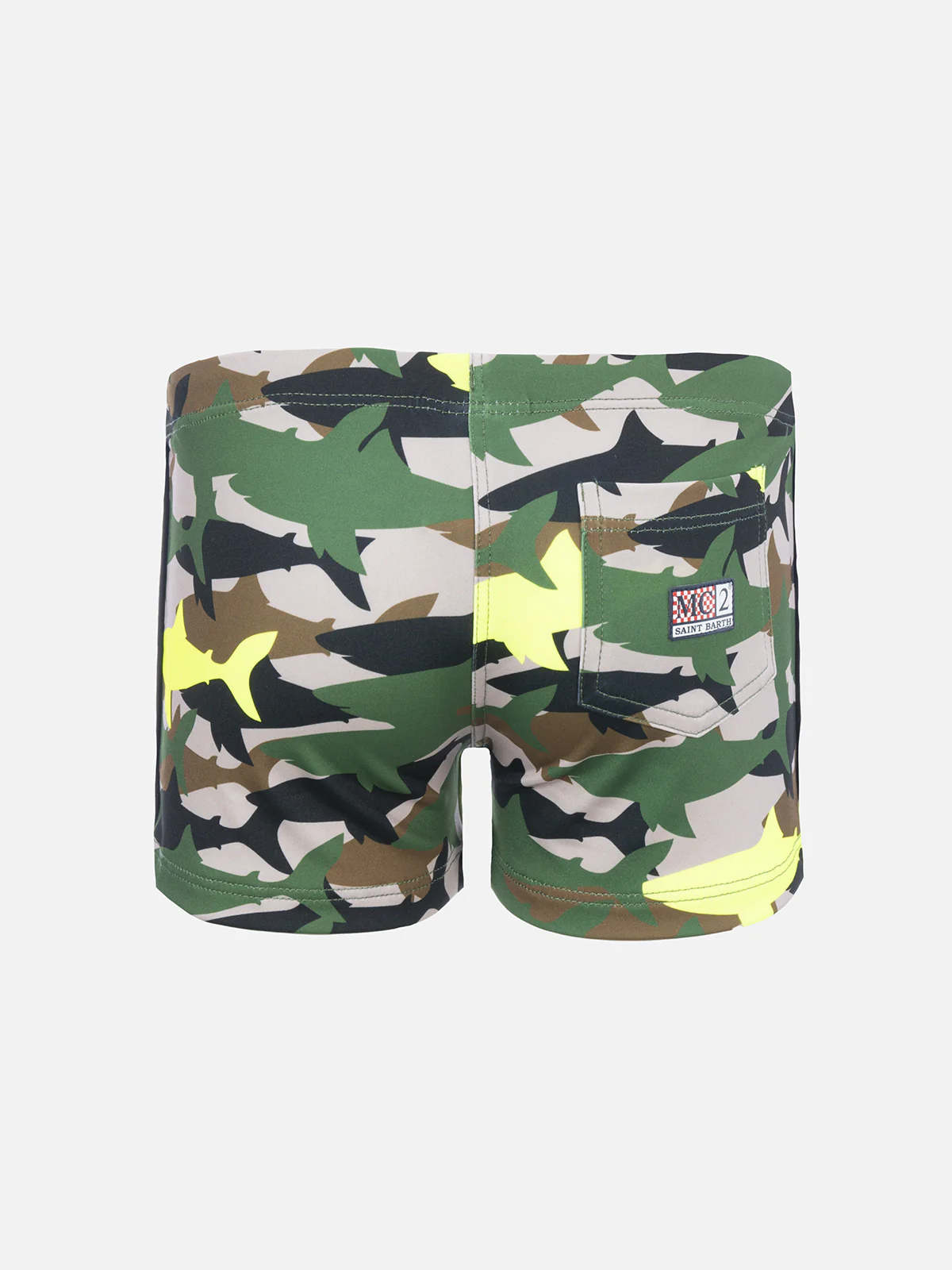 Boy lycra swim briefs with camo shark print - Image 2