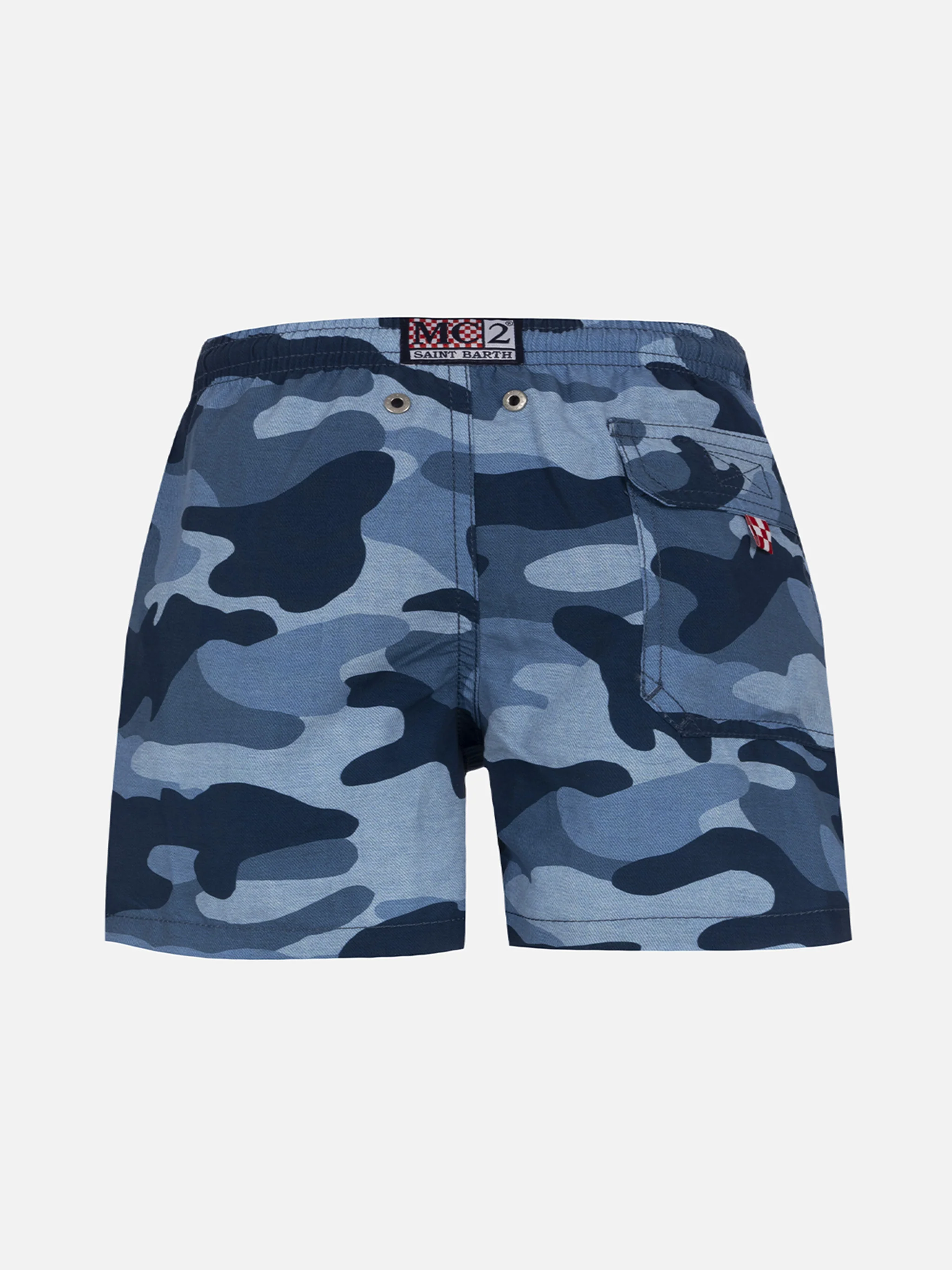 Boy mid-length Jean swim-shorts with camouflage print - Image 2