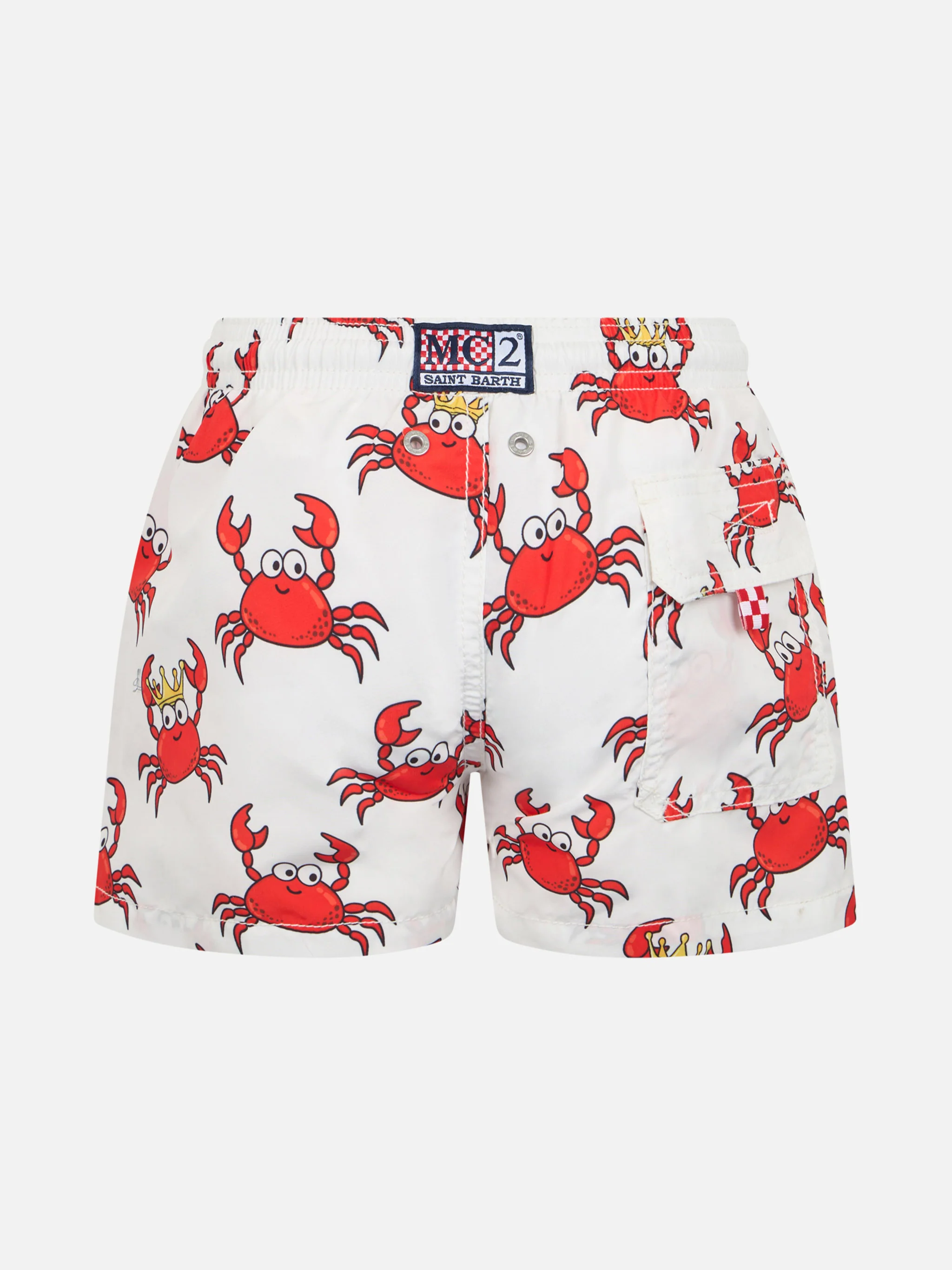 Boy mid-length Jean swim-shorts with king crab print - Image 2