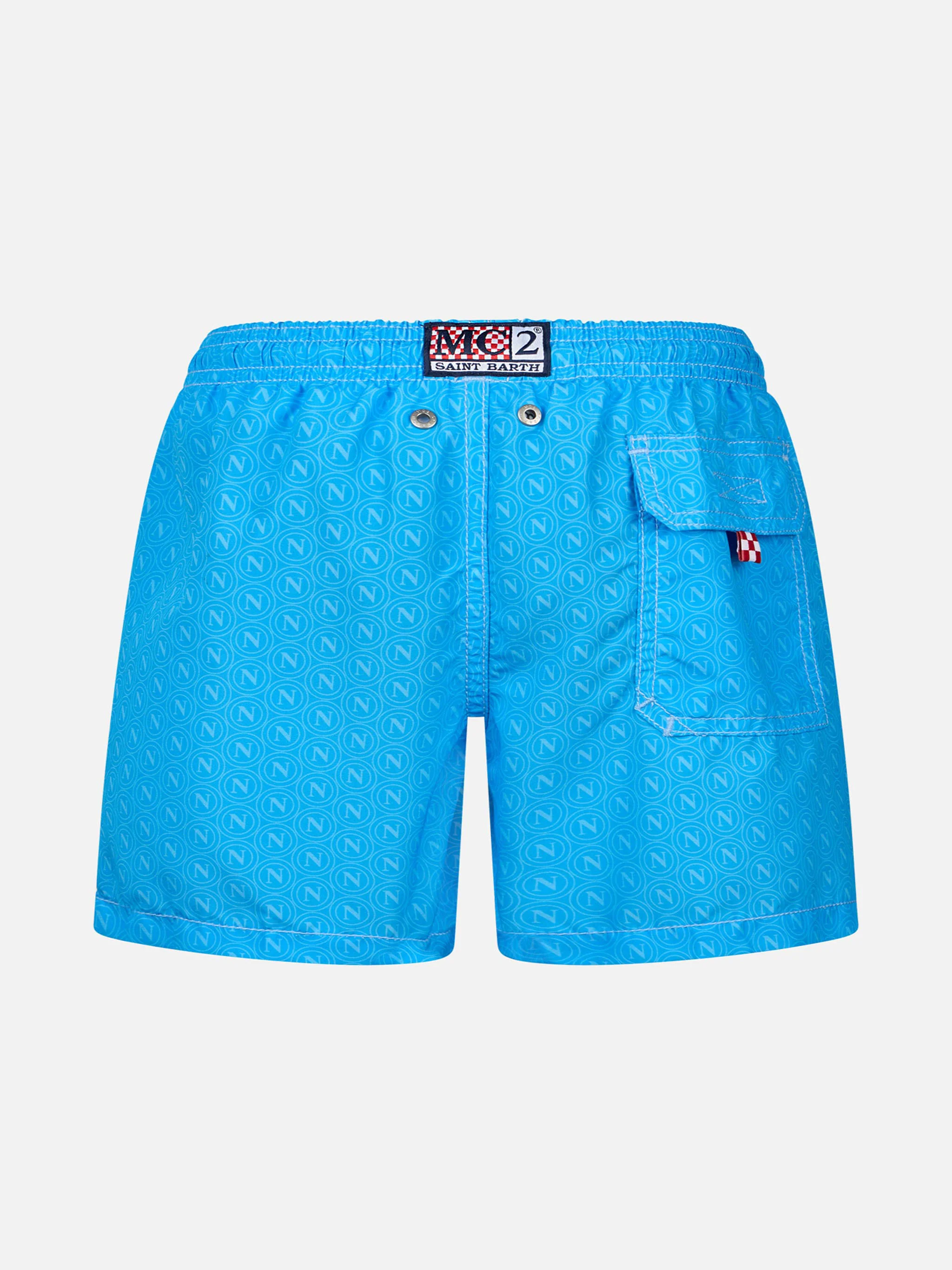 Boy mid-length Jean swim-shorts with Napoli print | SSC NAPOLI SPECIAL EDITION - Image 2