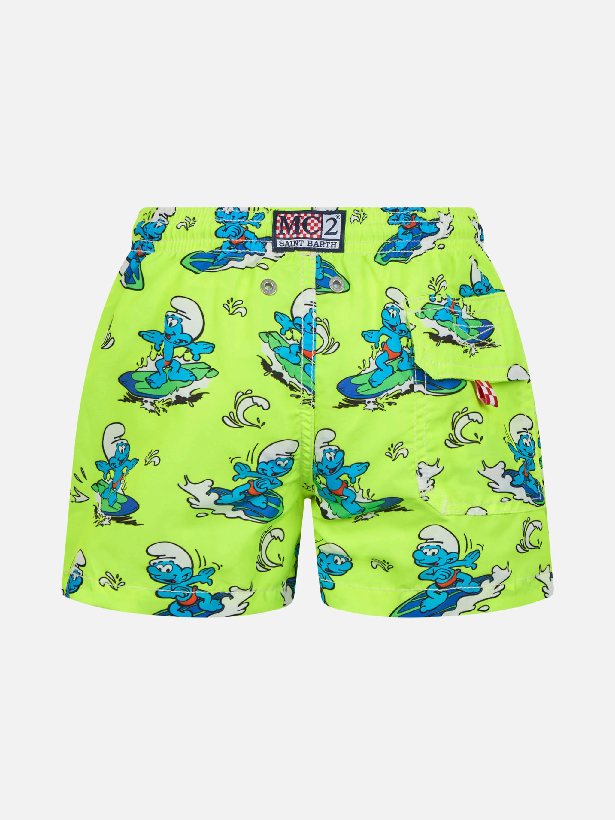 Boy mid-length Jean swim-shorts with Smurf print | THE SMURF SPECIAL EDITION - Image 2