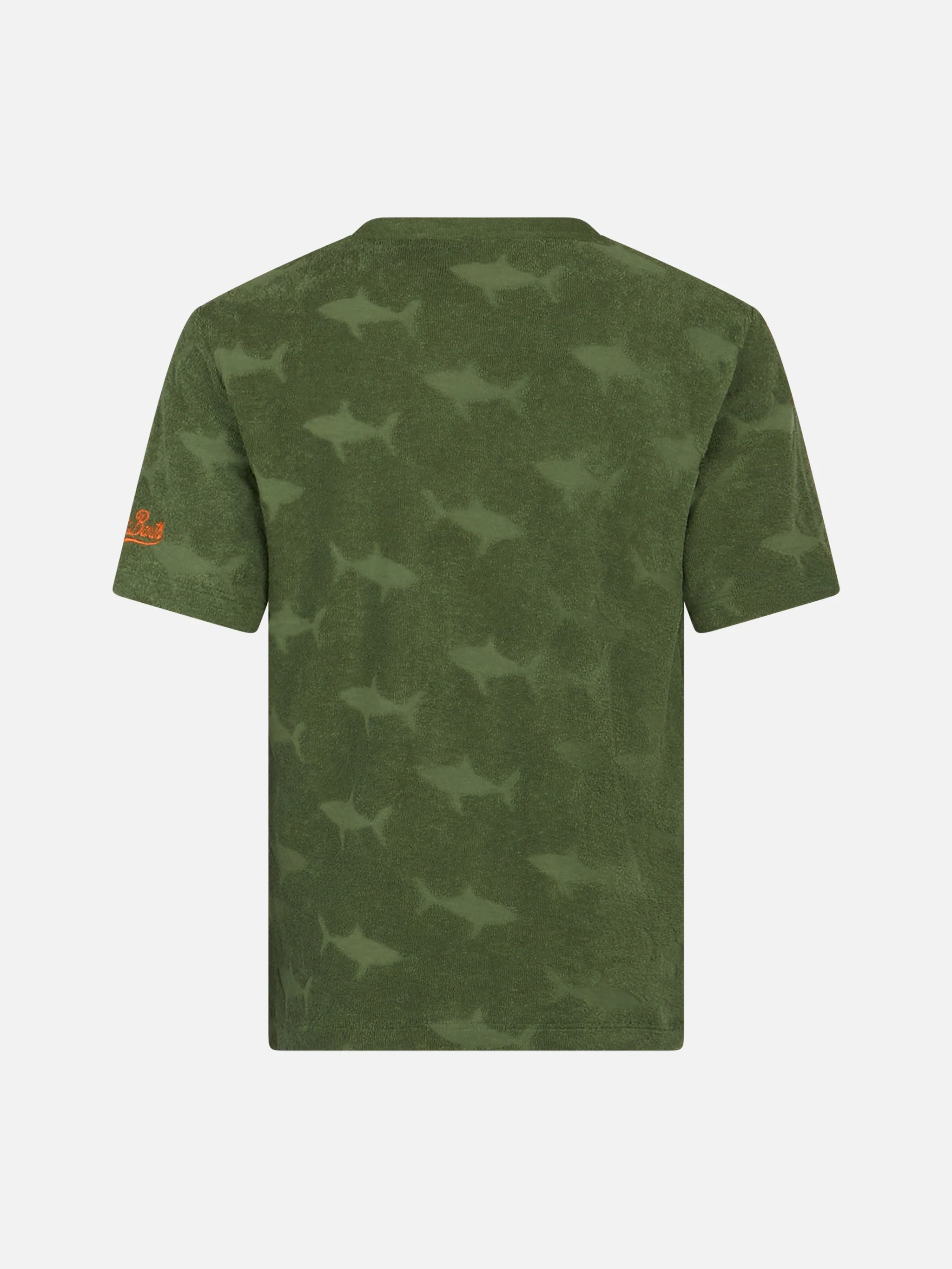 Boy military terry t-shirt Gary with shark embossed pattern - Image 2