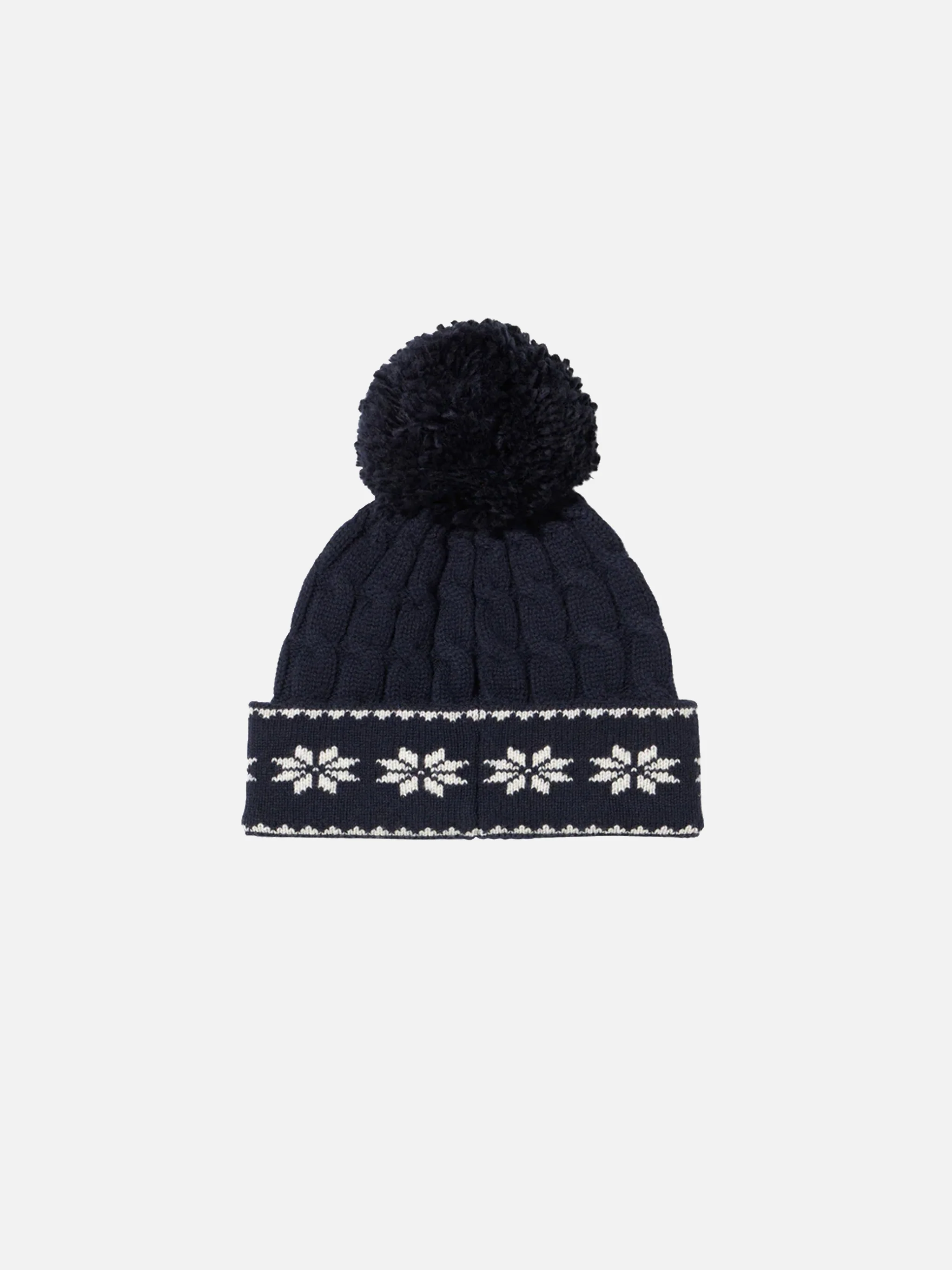 Boy navy blue beanie with pompon - Image 3