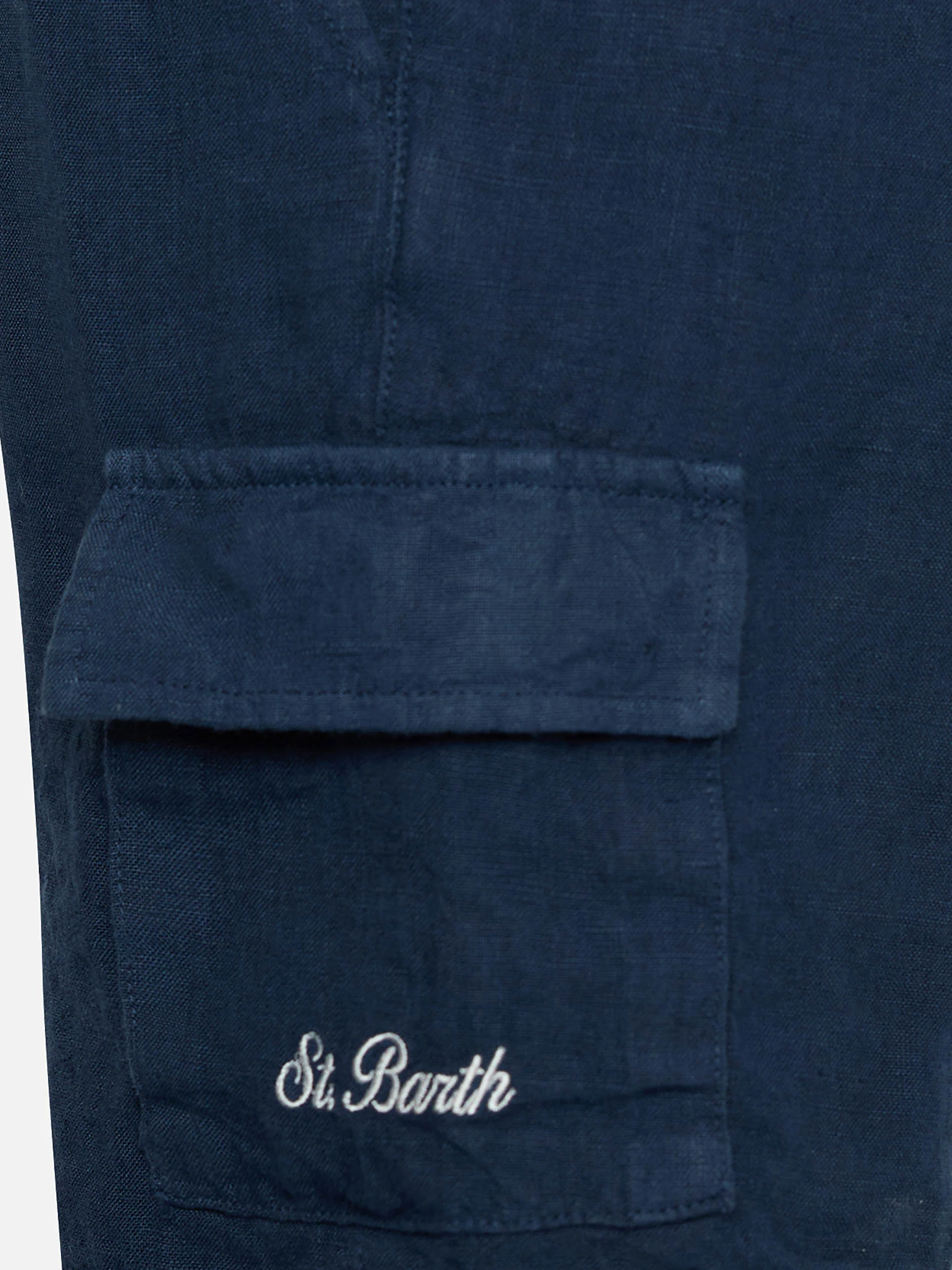 Boy navy blue linen bemuda Marseille Jr - Image 3