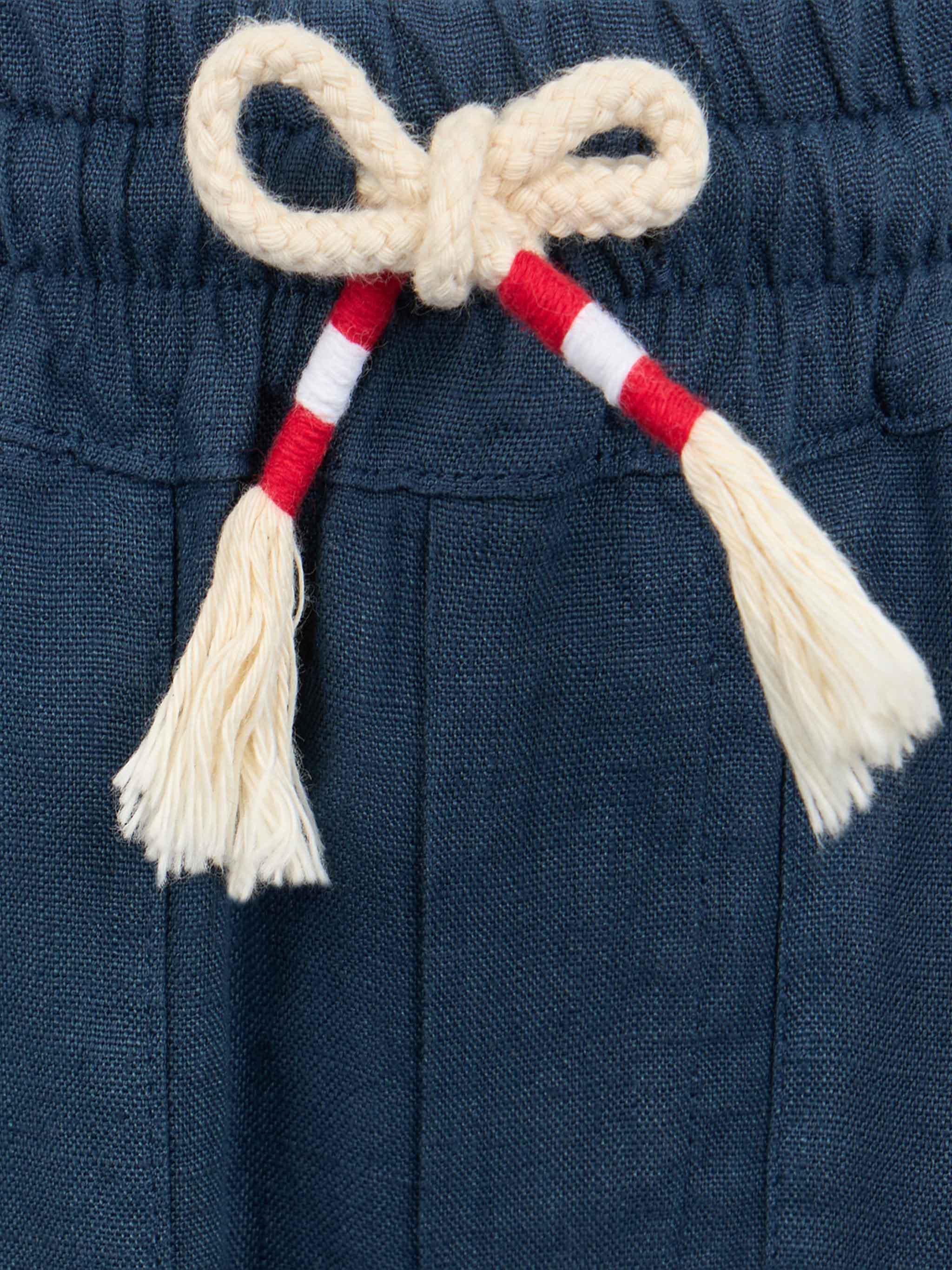 Boy navy blue linen Calais Jr pants with drawstring - Image 3