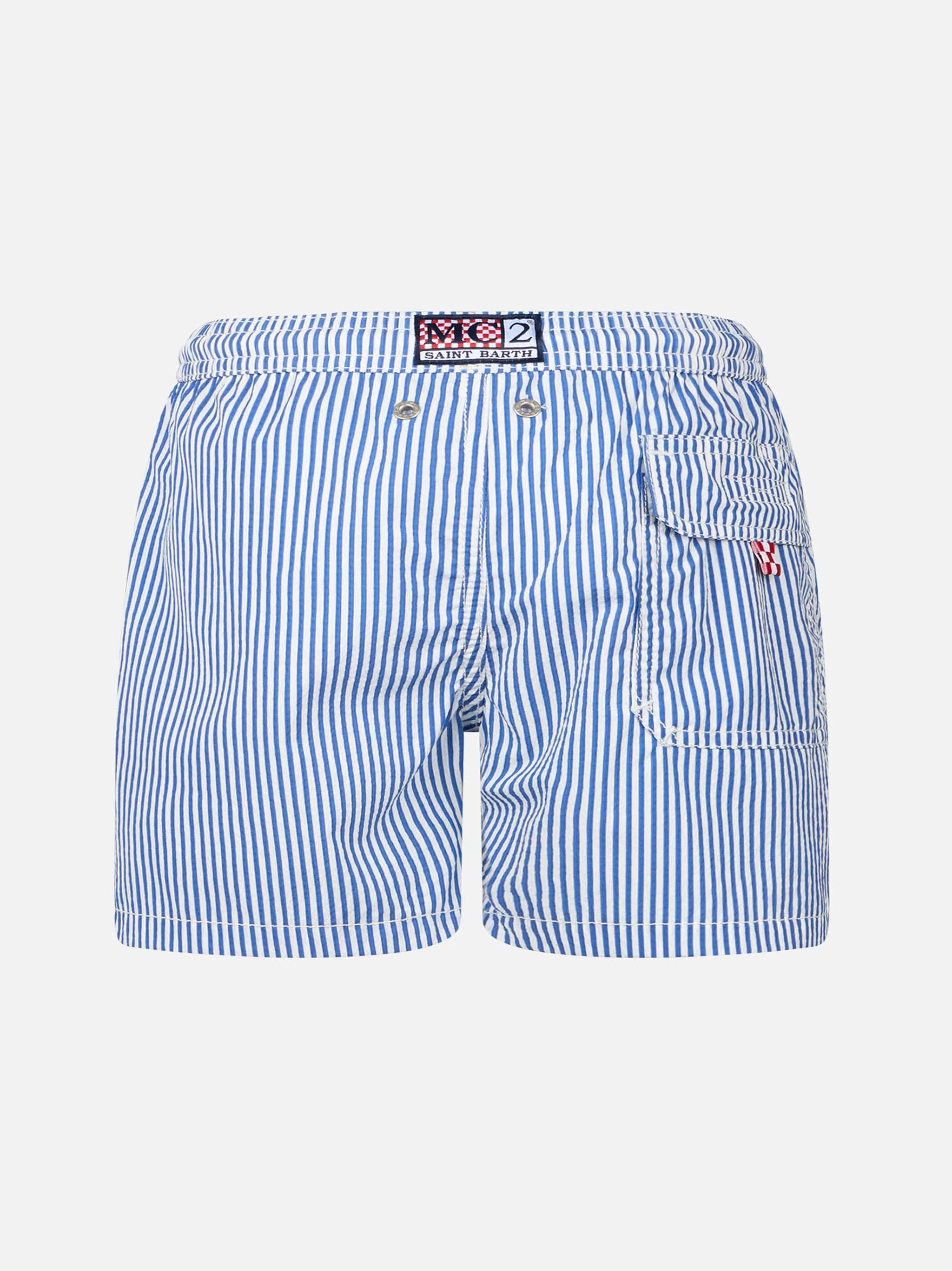 Boy seersucker striped mid-length swim shorts Patmos Jr - Image 2