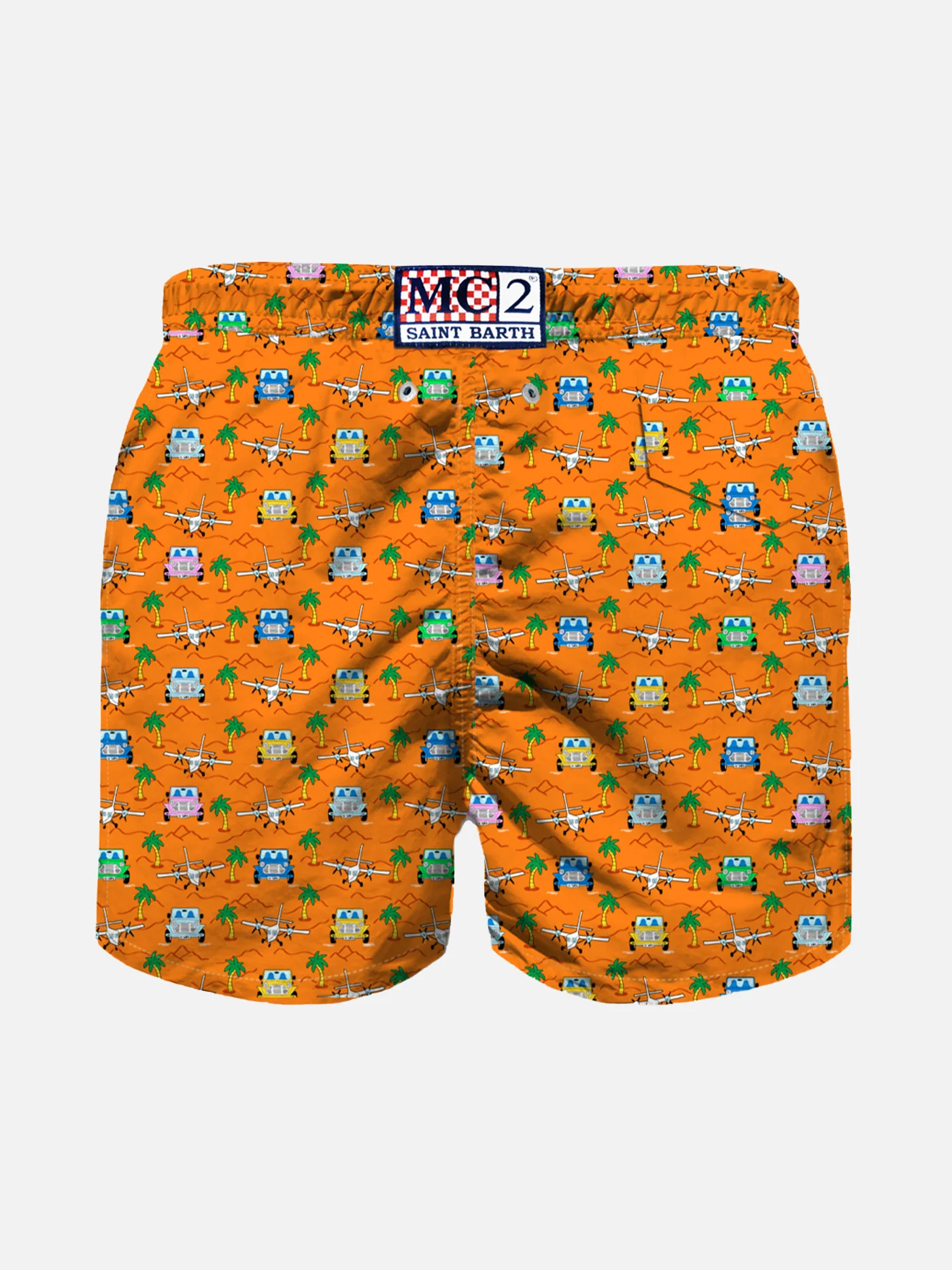 Boy swim shorts with cars and palms print - Image 2