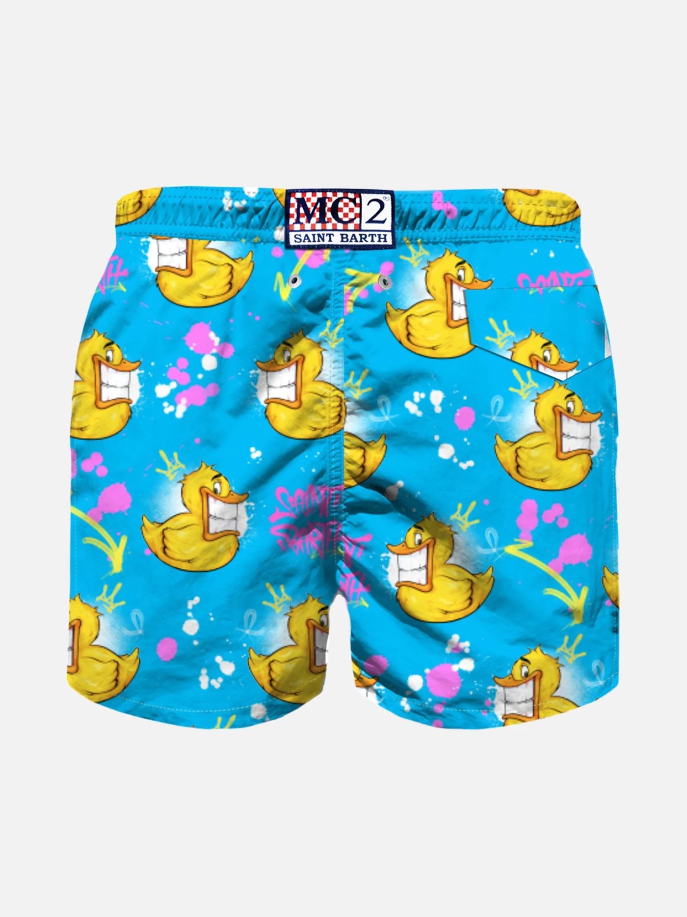 Boy swim shorts with Crypto duck print | CRYPTO PUPPETS® SPECIAL EDITION - Image 2