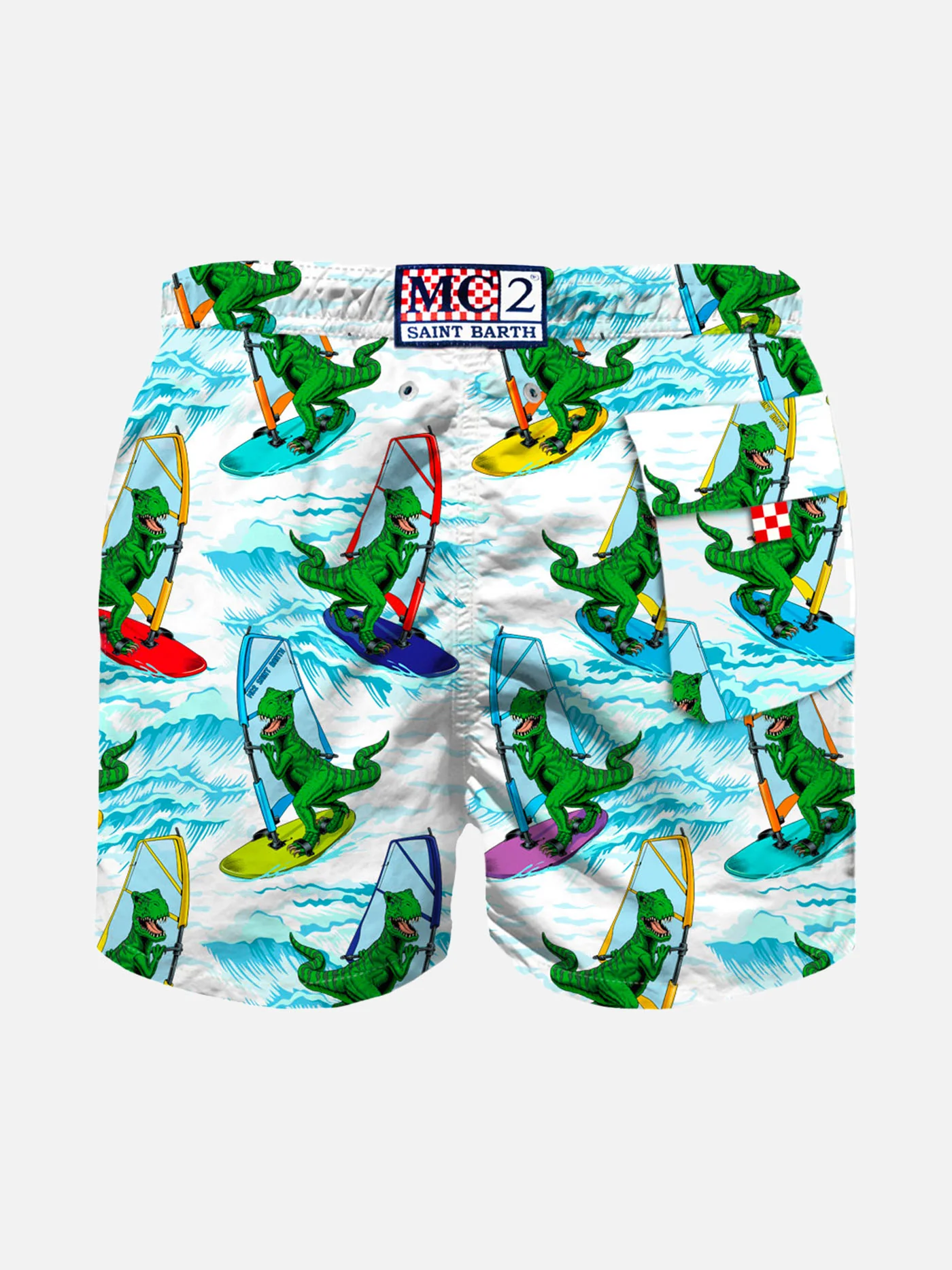 Boy swim shorts with dinosaur print - Image 2